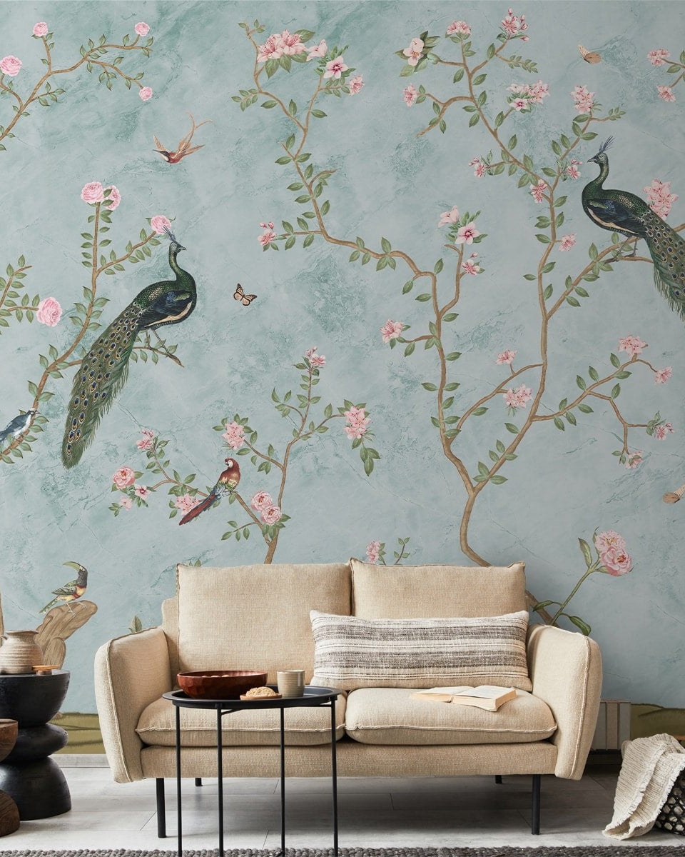 Chinoiserie Wallpaper - Marble Lotus