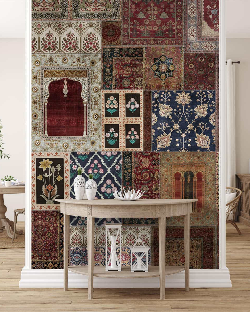 Aalishan Exquisite Indian Carpet Design Wallpaper - Marble Lotus - Aalishan: Exquisite Indian Carpet Design