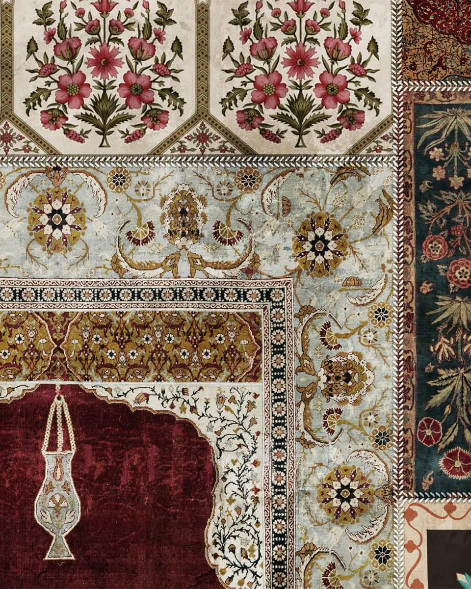 Aalishan Exquisite Indian Carpet Design Wallpaper - Marble Lotus - Aalishan: Exquisite Indian Carpet Design