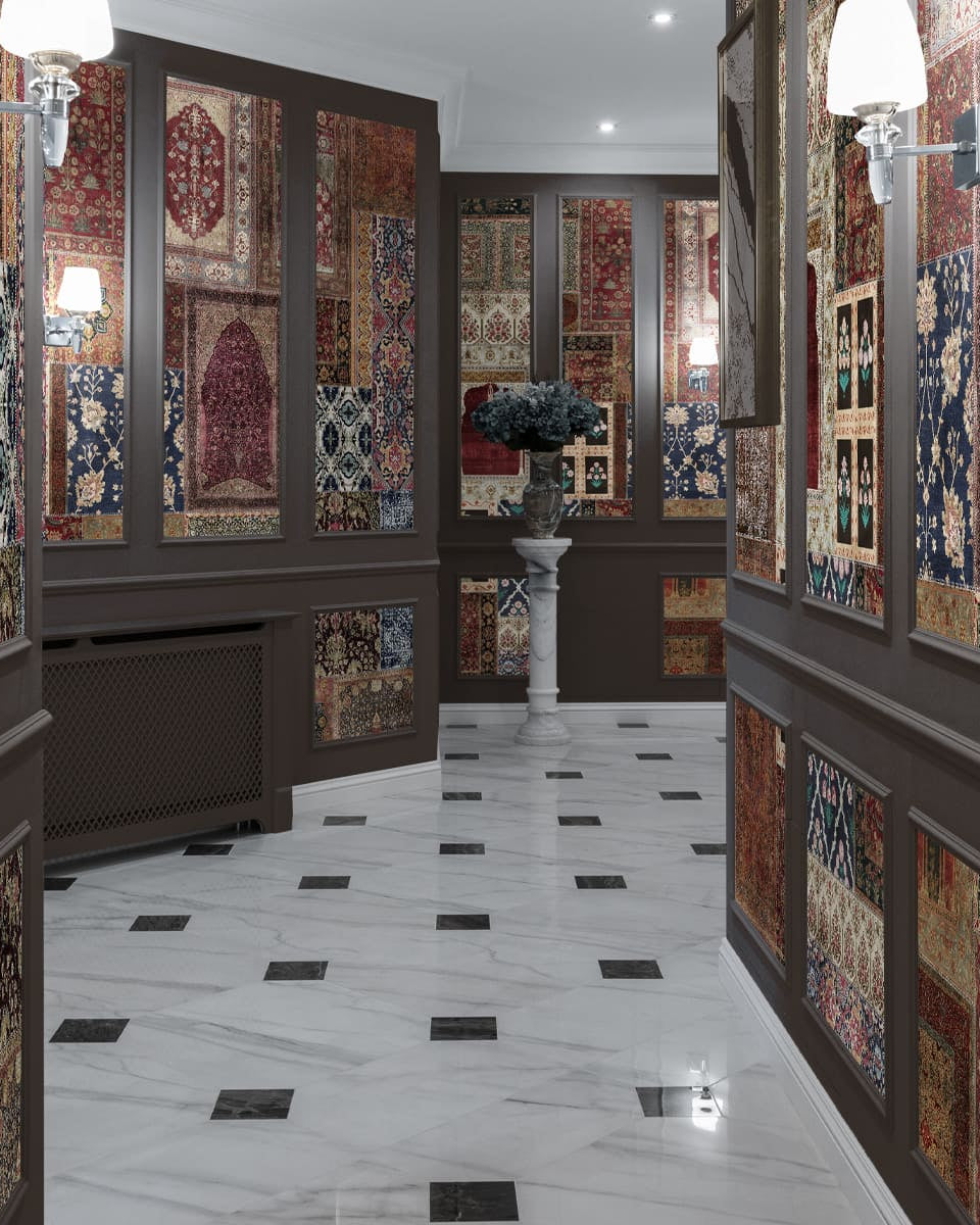 Aalishan Exquisite Indian Carpet Design Wallpaper - Marble Lotus - Aalishan: Exquisite Indian Carpet Design