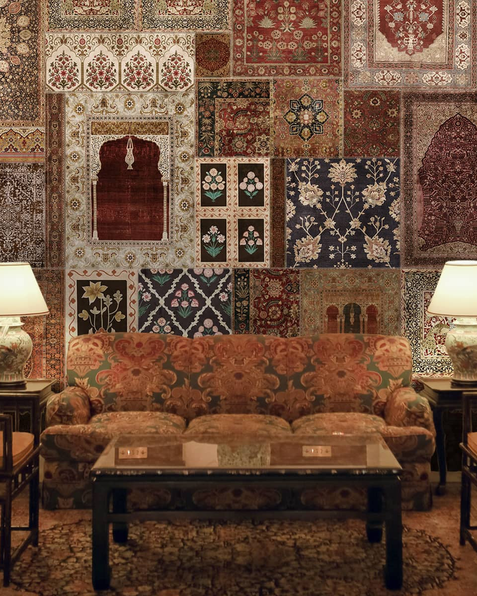 Aalishan Exquisite Indian Carpet Design Wallpaper - Marble Lotus - Aalishan: Exquisite Indian Carpet Design