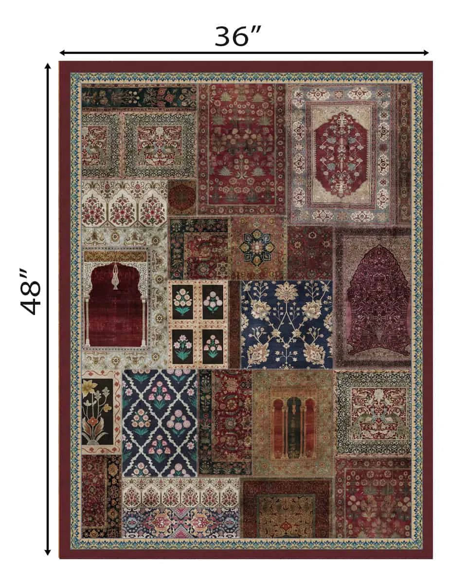 Aalishan Exquisite Indian Carpet Vintage Indian Painting Wall Art Digital Frameless Poster 36 x 48 - Marble Lotus - Aalishan Exquisite Indian Carpet Vintage Indian Painting Wall Art Digital Print Poster 36 x 48 inches Wall Art for Living Room Decor Wall Art