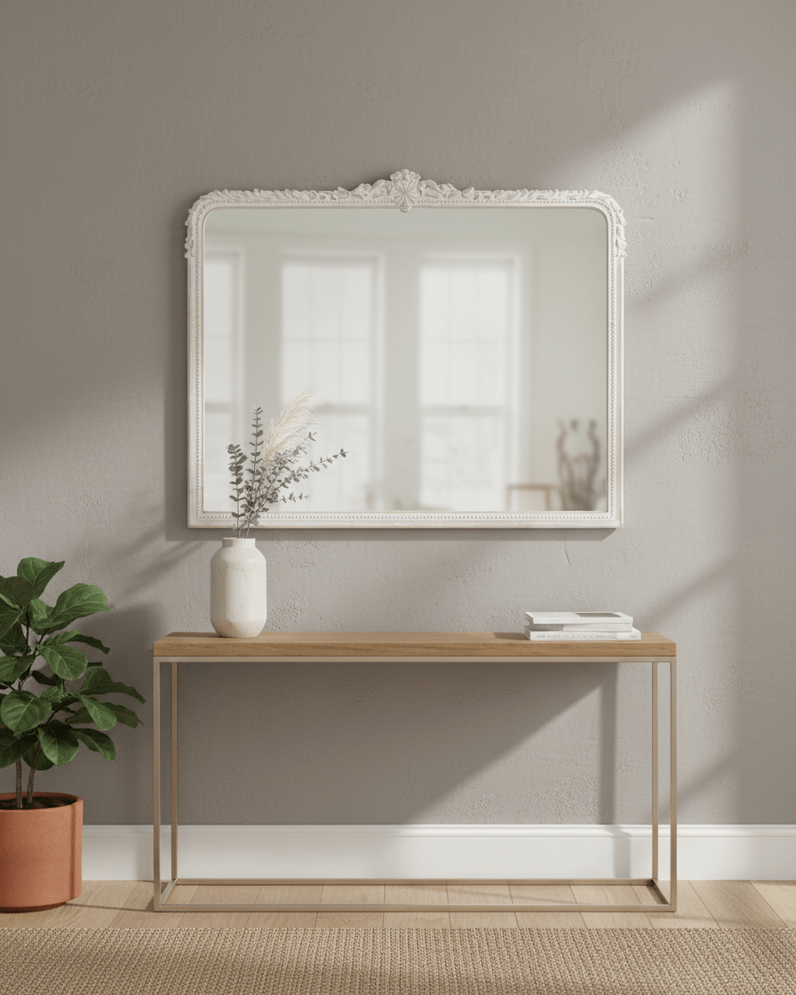 Aaliyah Mantel Mirror - Marble Lotus - Aaliyah Mantel Mirror