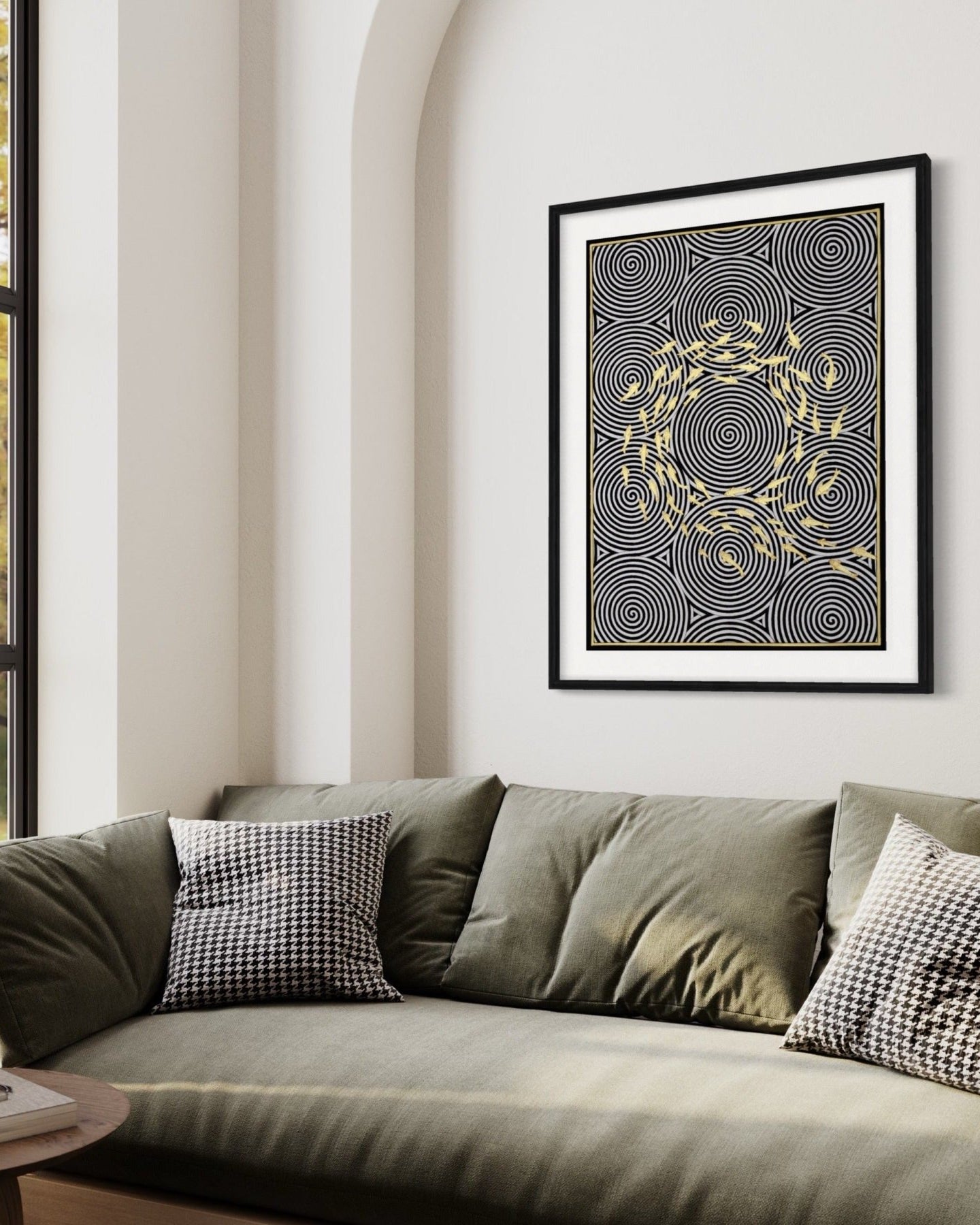Abstract Golden Fish - Marble Lotus - Pichwai Painting | Abstract Golden Fish | Modern Home