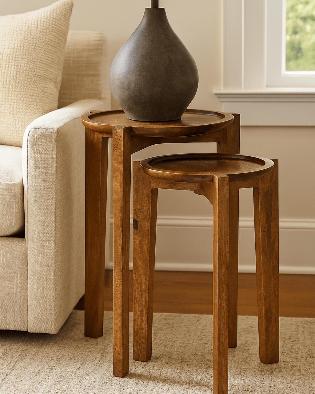 Abuja Solid Brown Side Table - Marble Lotus - Abuja Solid Brown Side Table