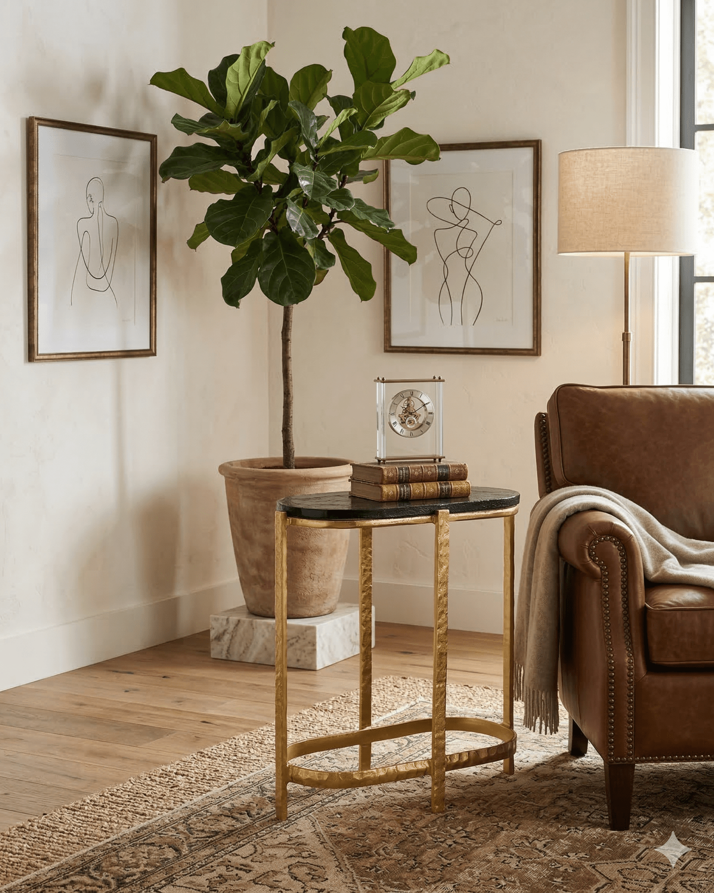 Acea Gold Side Table - Marble Lotus - Acea Gold Side Table