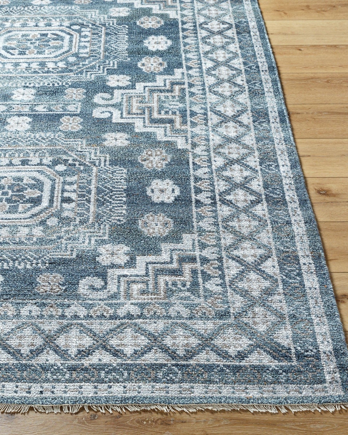 Almeria Blue Handmade Rug - Marble Lotus - Almeria Blue Handmade Rug