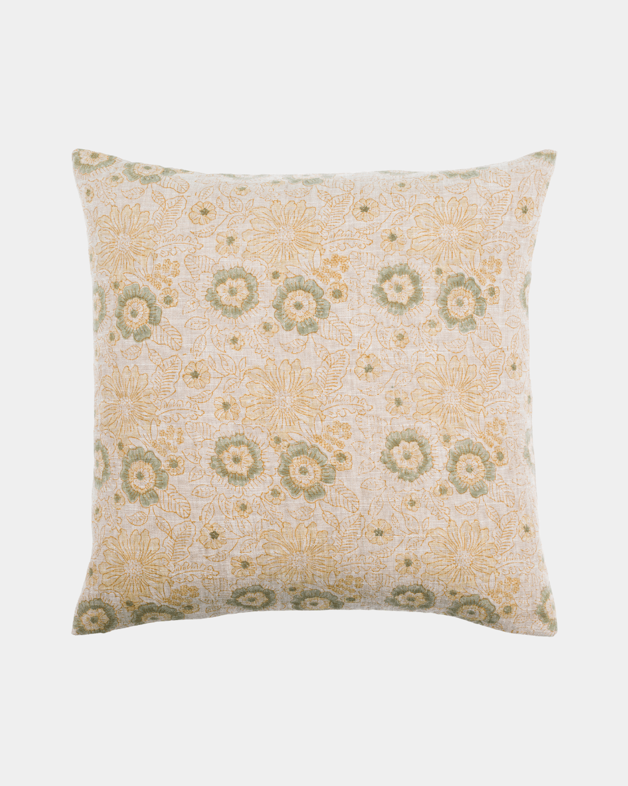 Amber Floral Woven Pillow - Marble Lotus - Yellow Floral Woven Pillow