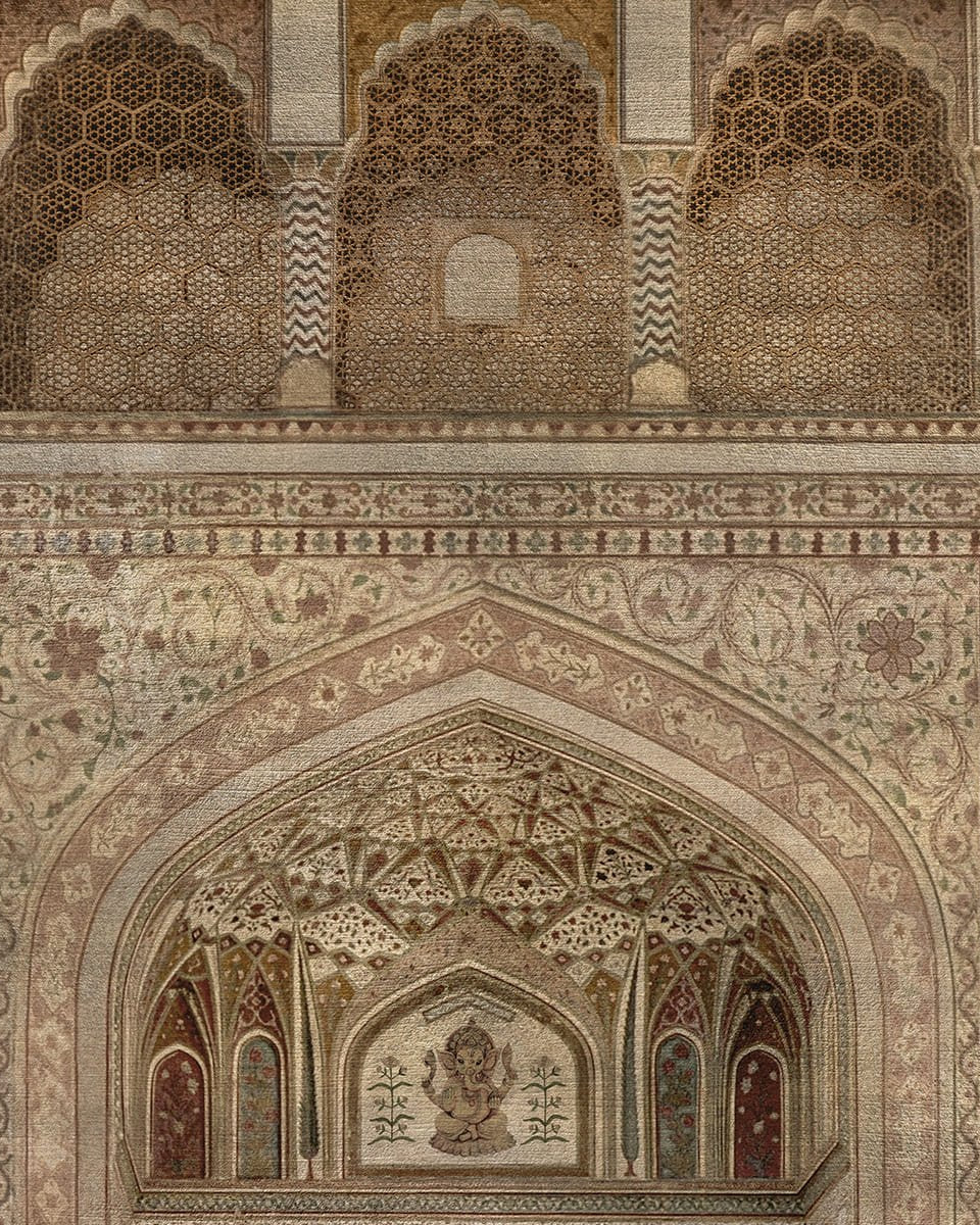 Amber Fort Textured Design Room Wallpaper, Customised - Marble Lotus - Amber Fort Textured Design Room Wallpaper, Customised
