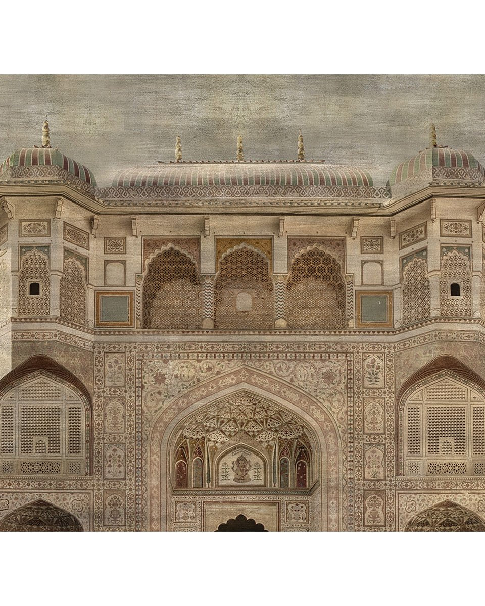 Amber Fort Textured Design Room Wallpaper, Customised - Marble Lotus - Amber Fort Textured Design Room Wallpaper, Customised