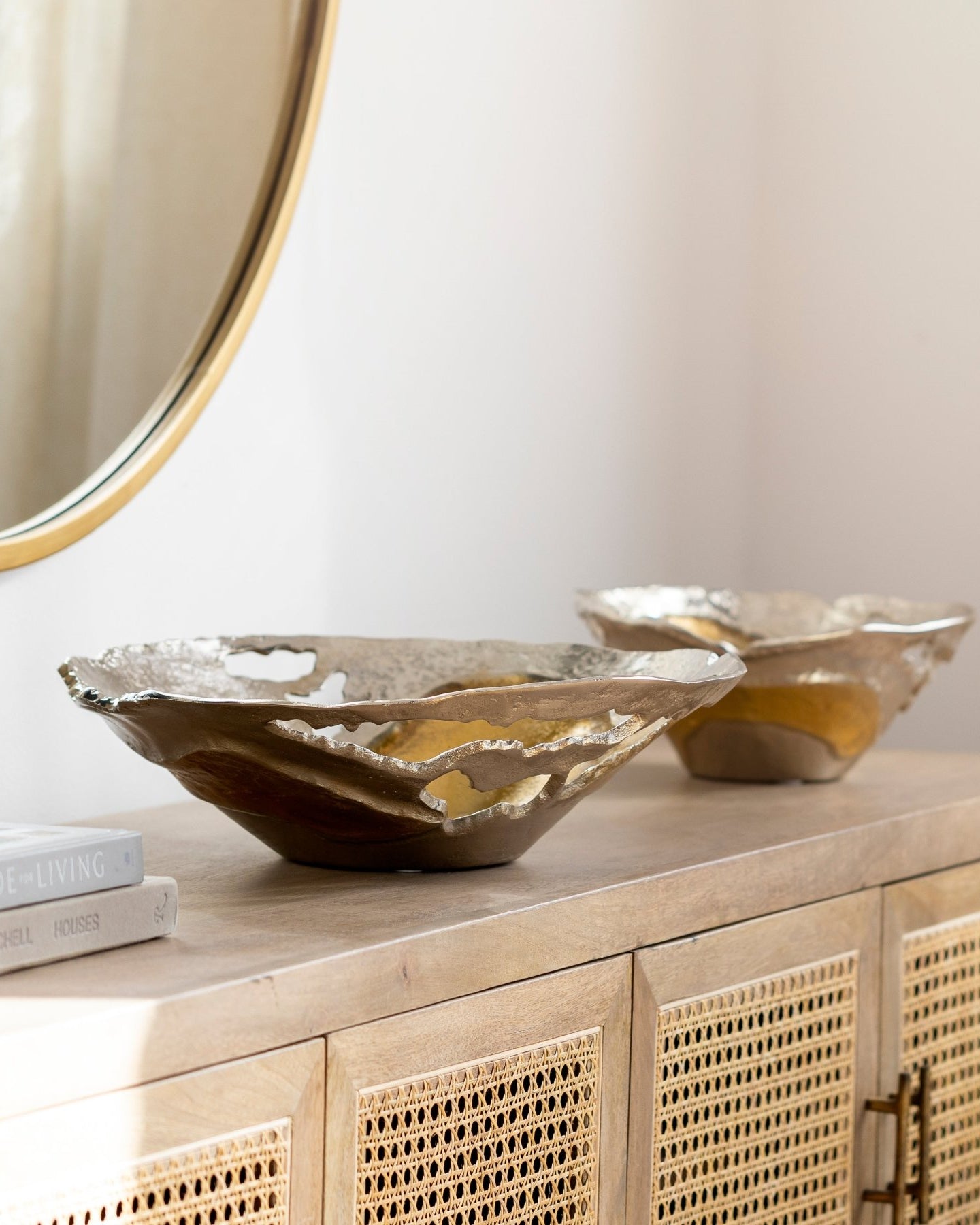 Ambrosia Silver and Gold Decorative Bowls - Set of 2 - Marble Lotus - Ambrosia Silver & Gold Bowls