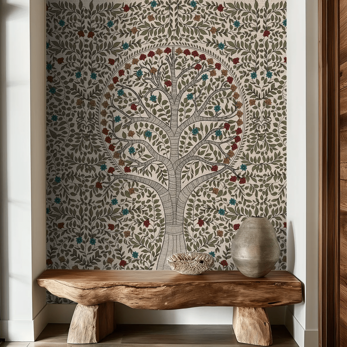 Anant Madhubani Design Customised Wallpaper Mural | Life n Colors ...