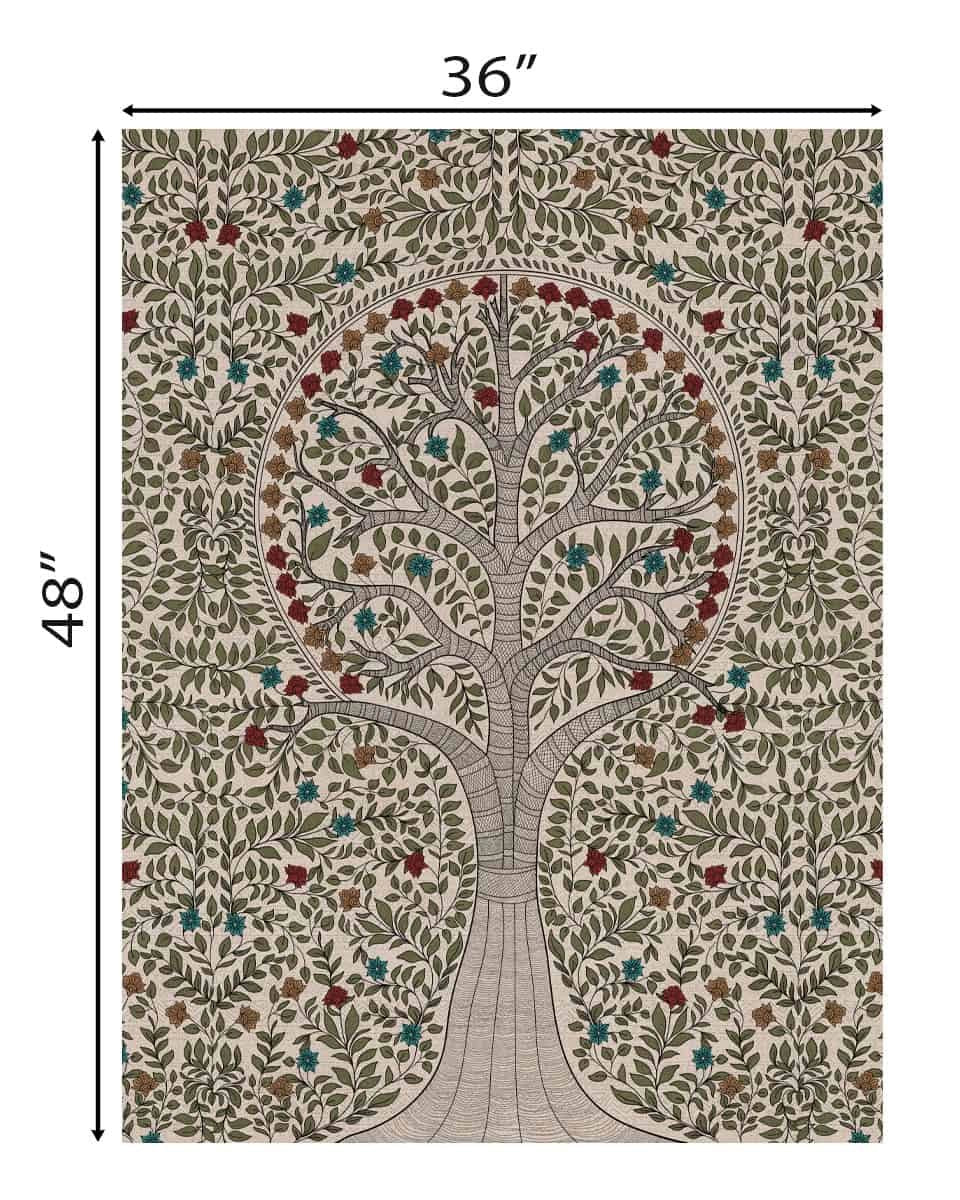 Anant Madhubani Vintage Indian Painting Wall Art Digital Frameless Poster 36 x 48 inches - Marble Lotus - Anant Madhubani Vintage Indian Painting Wall Art Digital Print Poster 36 x 48 inches Wall Art for Living Room Decor Wall Art