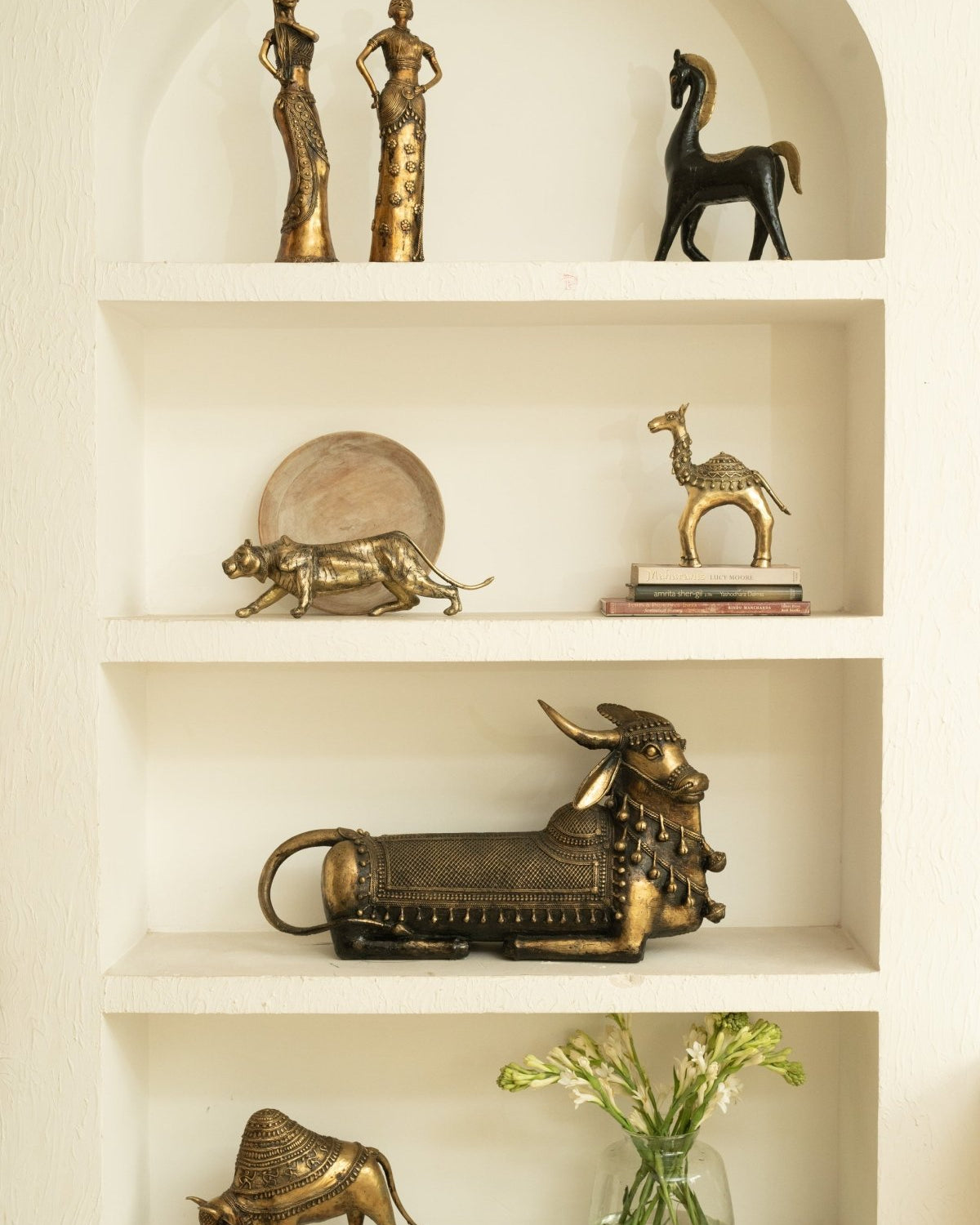 Antique Black Horse Figurine with Golden Accents - Marble Lotus - Antique Black Horse Figurine with Golden Accents