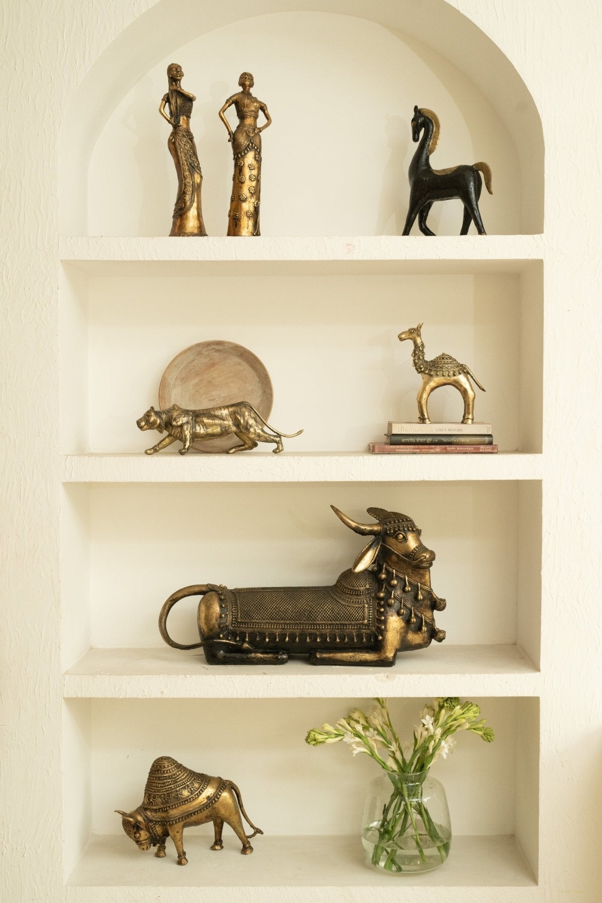 Antique Black Horse Figurine with Golden Accents - Marble Lotus - Antique Black Horse Figurine with Golden Accents