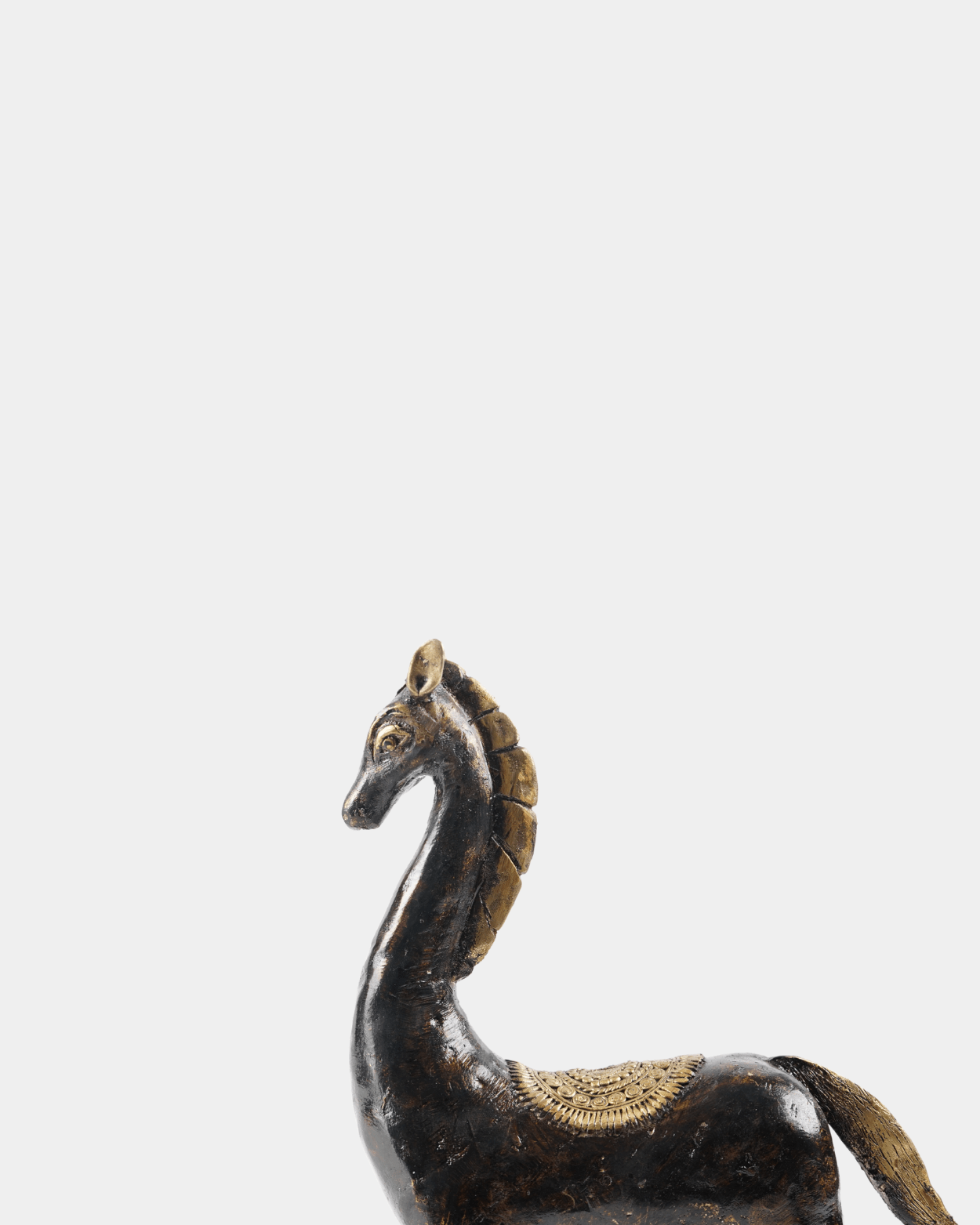 Antique Black Horse Figurine with Golden Accents - Marble Lotus - Antique Black Horse Figurine with Golden Accents
