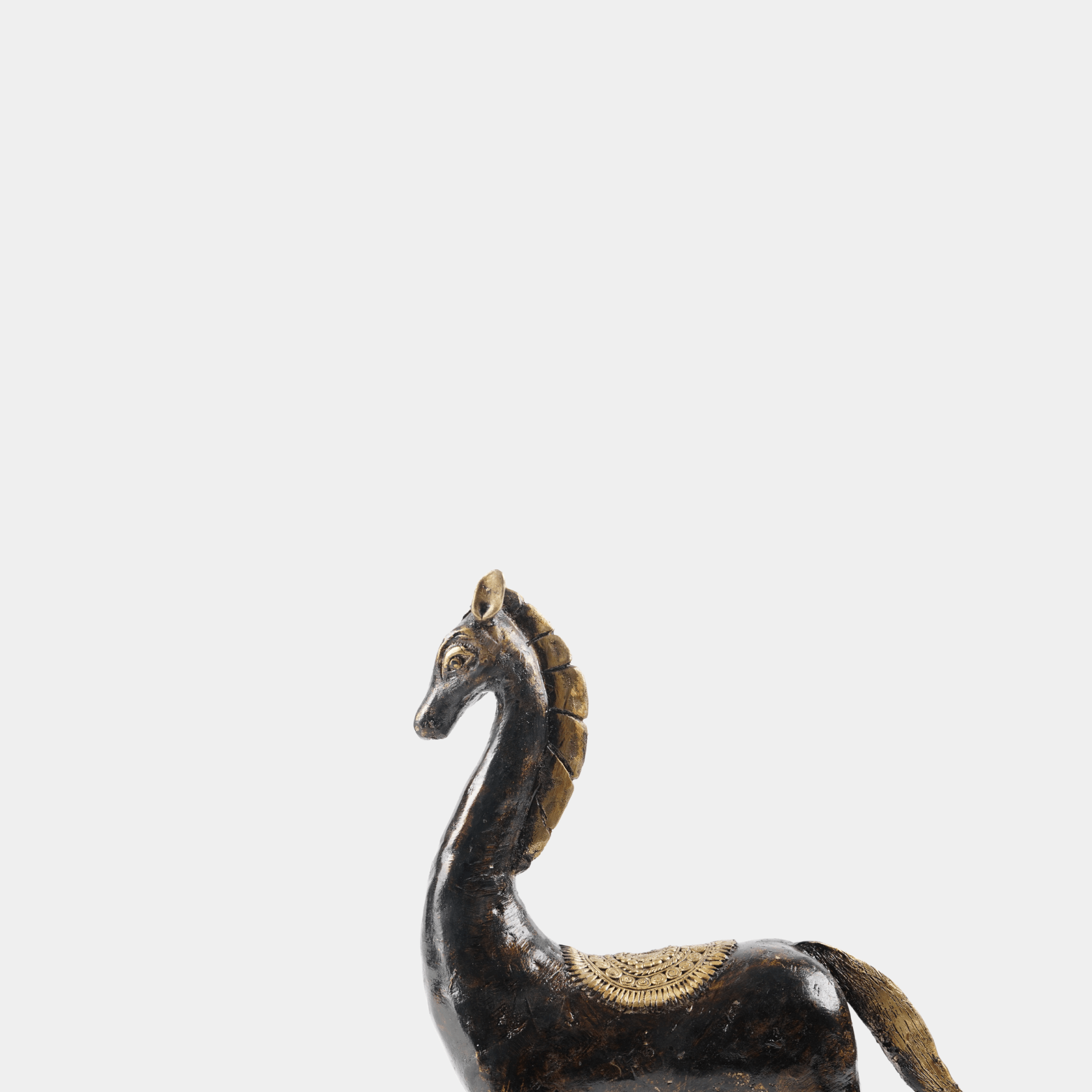 Antique Black Horse Figurine with Golden Accents - Marble Lotus - Antique Black Horse Figurine with Golden Accents