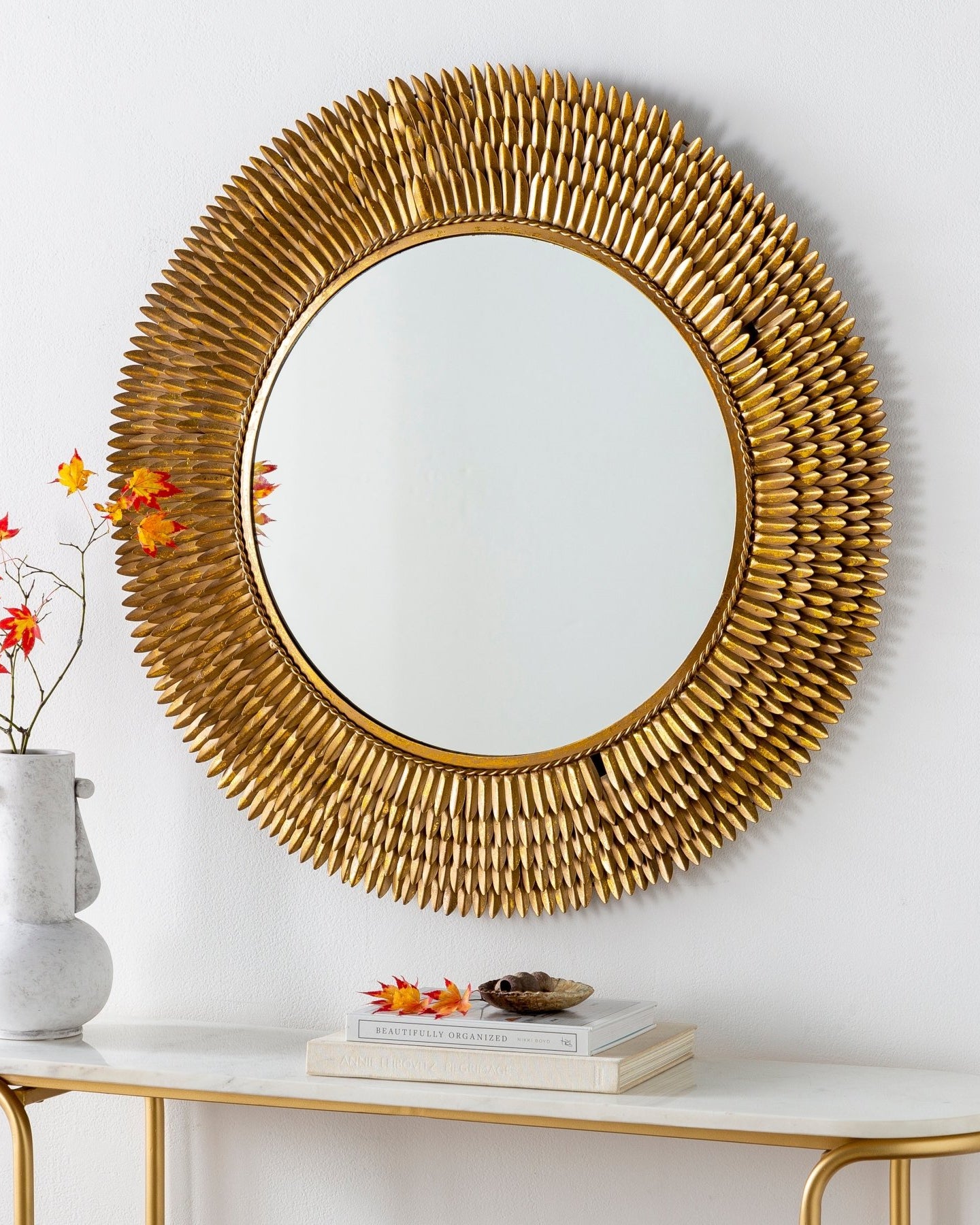 Anubis Gold Sun Storm Wall Mirror - Marble Lotus - Transform your space with the Anubis Gold Sun Storm Wall Mirror