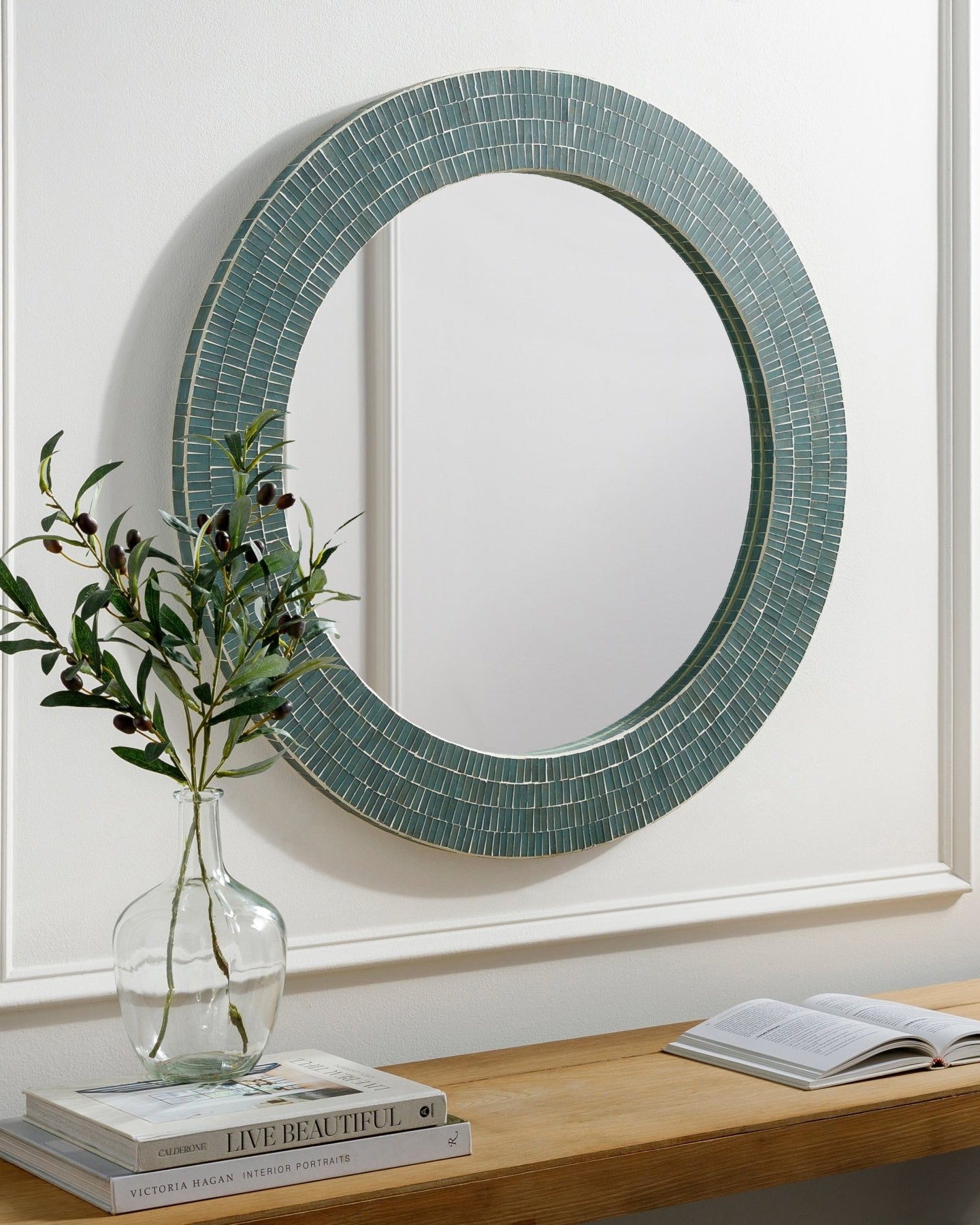 Aqua Mother of Pearl Round Mirror - Marble Lotus - Shop Aqua Mother of Pearl Round Mirror | Marble Lotus