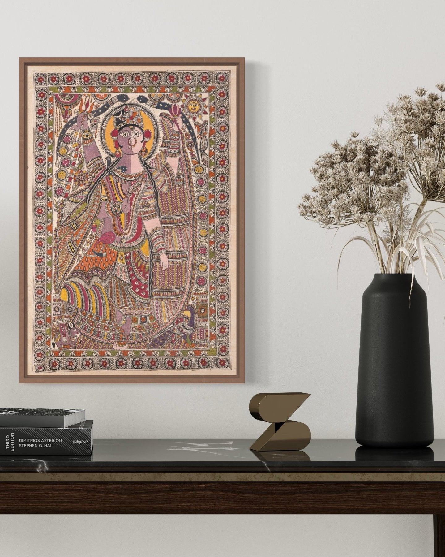 Ardhanarishvara - Madhubani Harmony of Shiva & Parvati - Marble Lotus - Ardhanarishvara - Madhubani Harmony of Shiva & Parvati