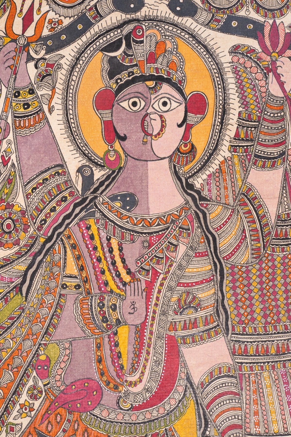 Ardhanarishvara - Madhubani Harmony of Shiva & Parvati - Marble Lotus - Ardhanarishvara - Madhubani Harmony of Shiva & Parvati