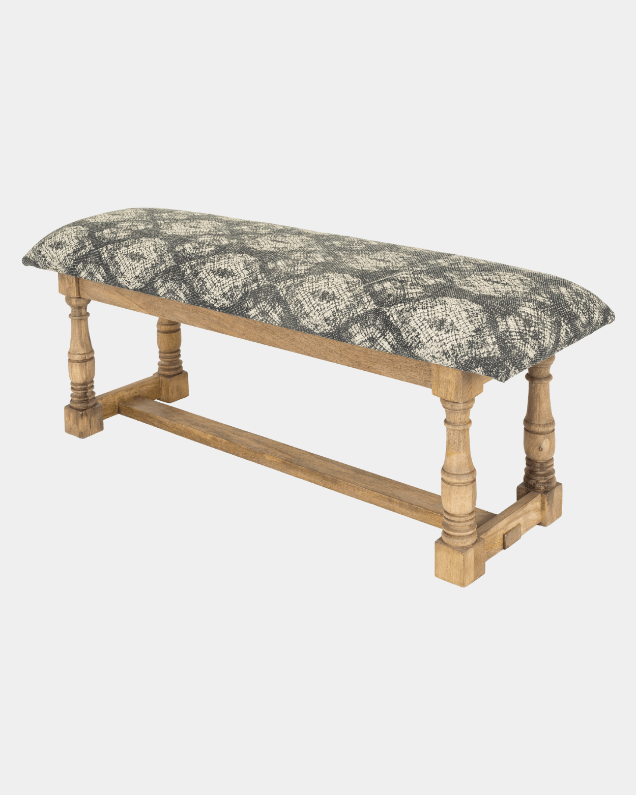 Artisan Blue Upholstered Bench - Marble Lotus - Blue Upholstered Bench
