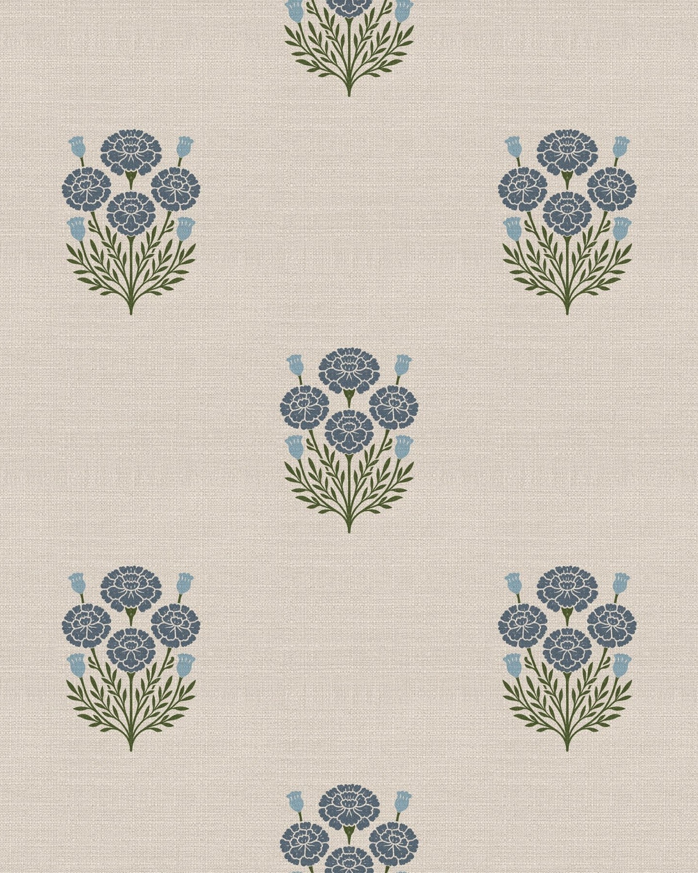 Bagru Block Print – Blue on Beige - Marble Lotus - Bagru Block Print – Blue on Beige