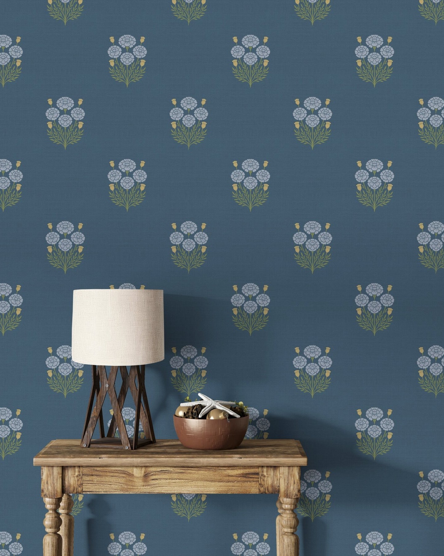 Bagru Block Print – Dark Blue - Marble Lotus - Bagru Block Print – Dark Blue