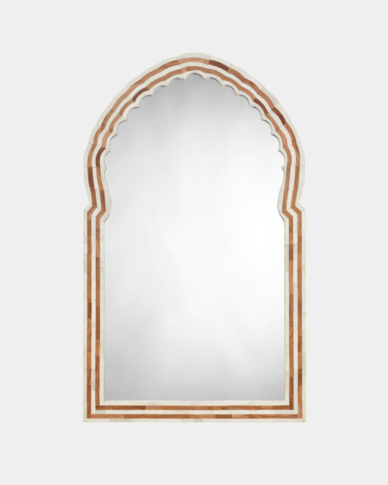 Bardot 60" Wood & Buffalo Bone Arch Wall Mirror - Marble Lotus - Bardot 60" Wood & Buffalo Bone Arch Wall Mirror