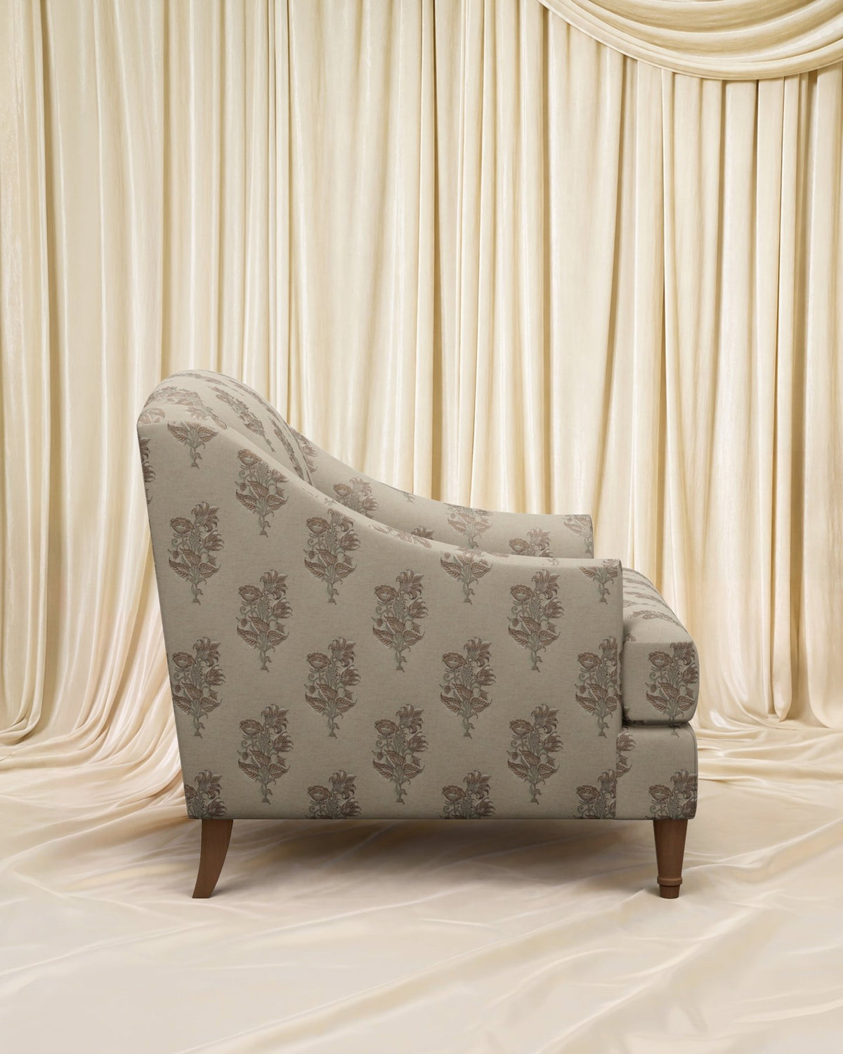 Block Print Charleston Chair - Marble Lotus - Block Print Charleston Chair