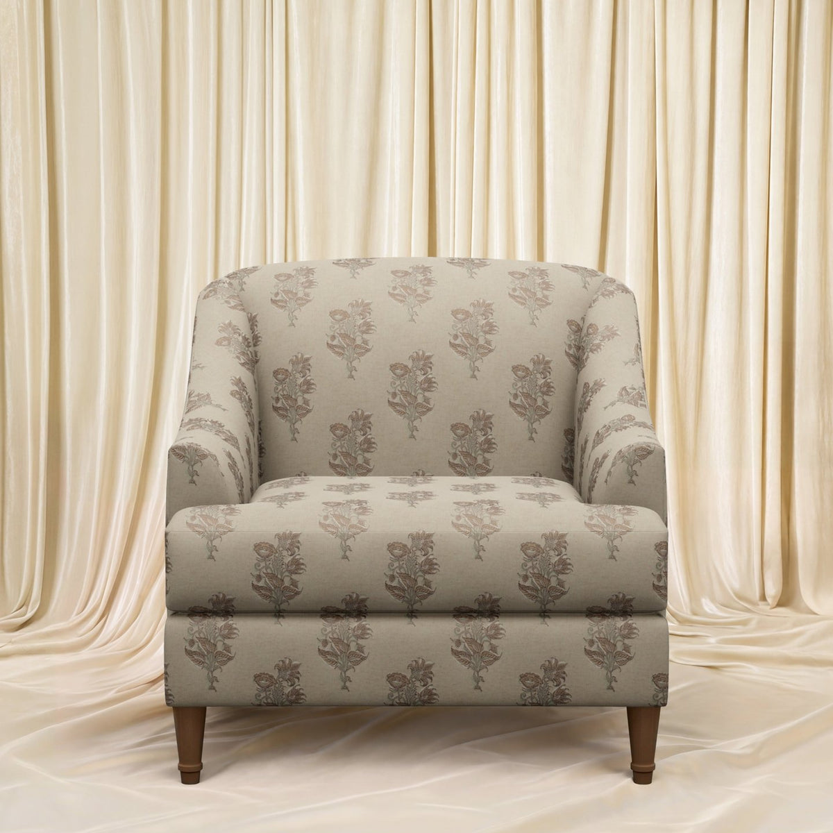 Block Print Charleston Chair - Marble Lotus - Block Print Charleston Chair