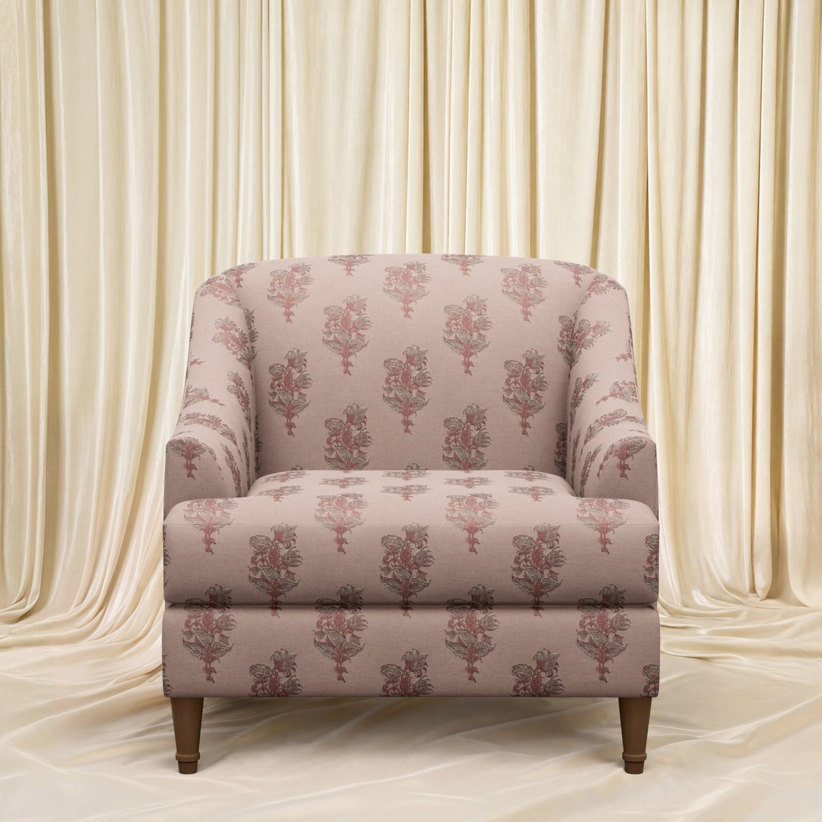 Block Print Charleston Chair - Marble Lotus - Block Print Charleston Chair