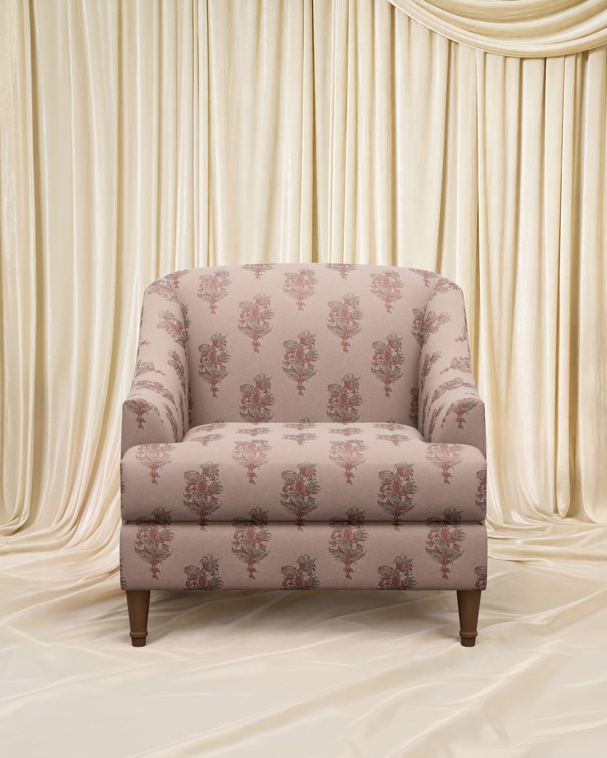 Block Print Charleston Chair - Marble Lotus - Block Print Charleston Chair
