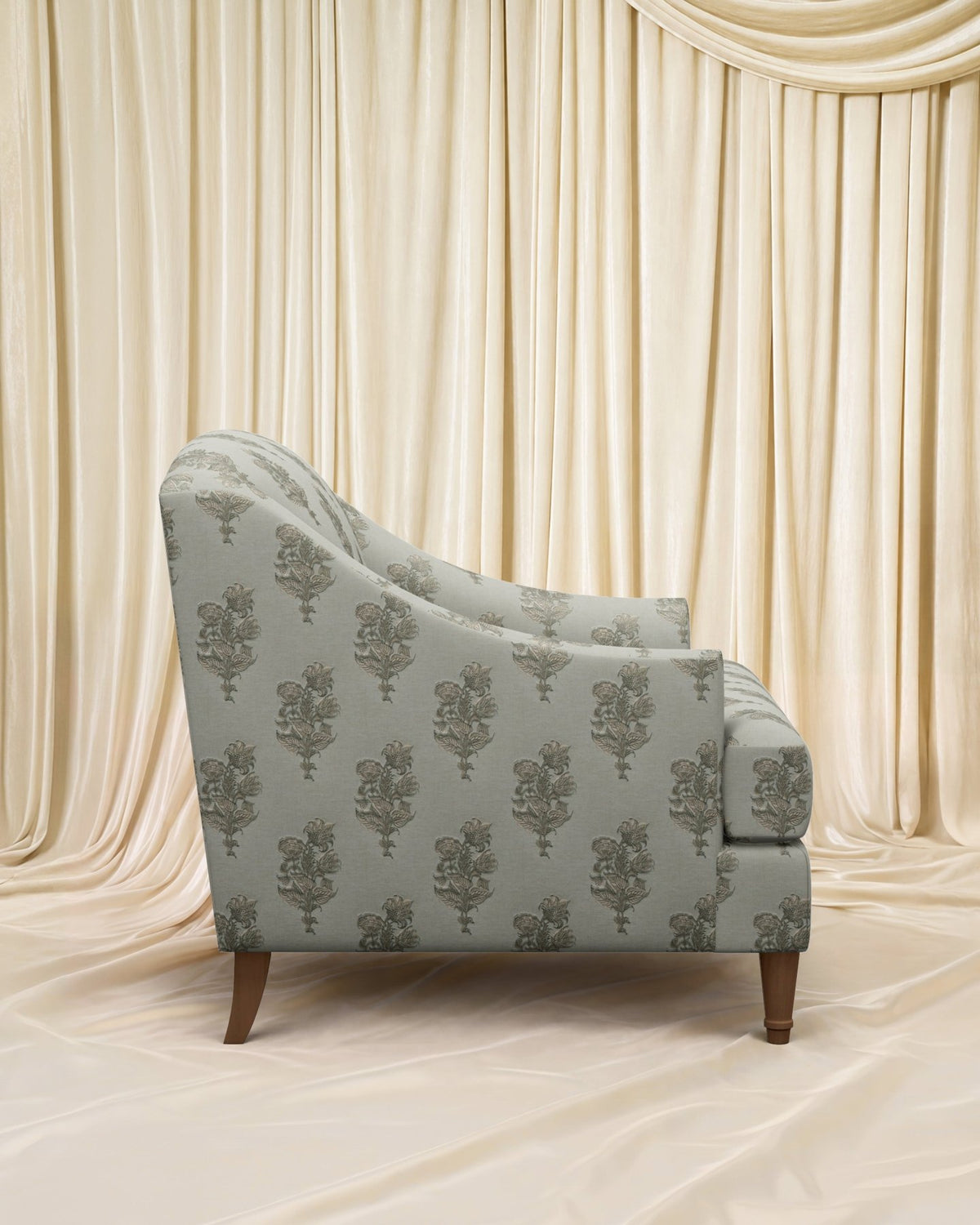 Block Print Charleston Chair - Marble Lotus - Block Print Charleston Chair