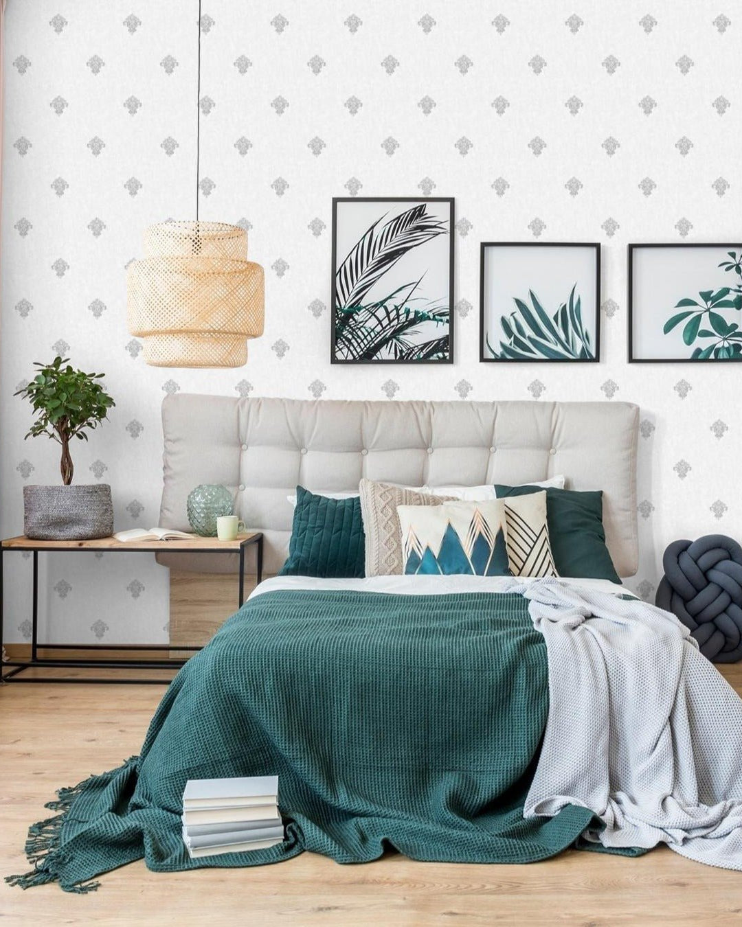 Block Print Wallpaper - Marble Lotus - Shop Traditional Jamewar Wallpapers | Marble Lotus