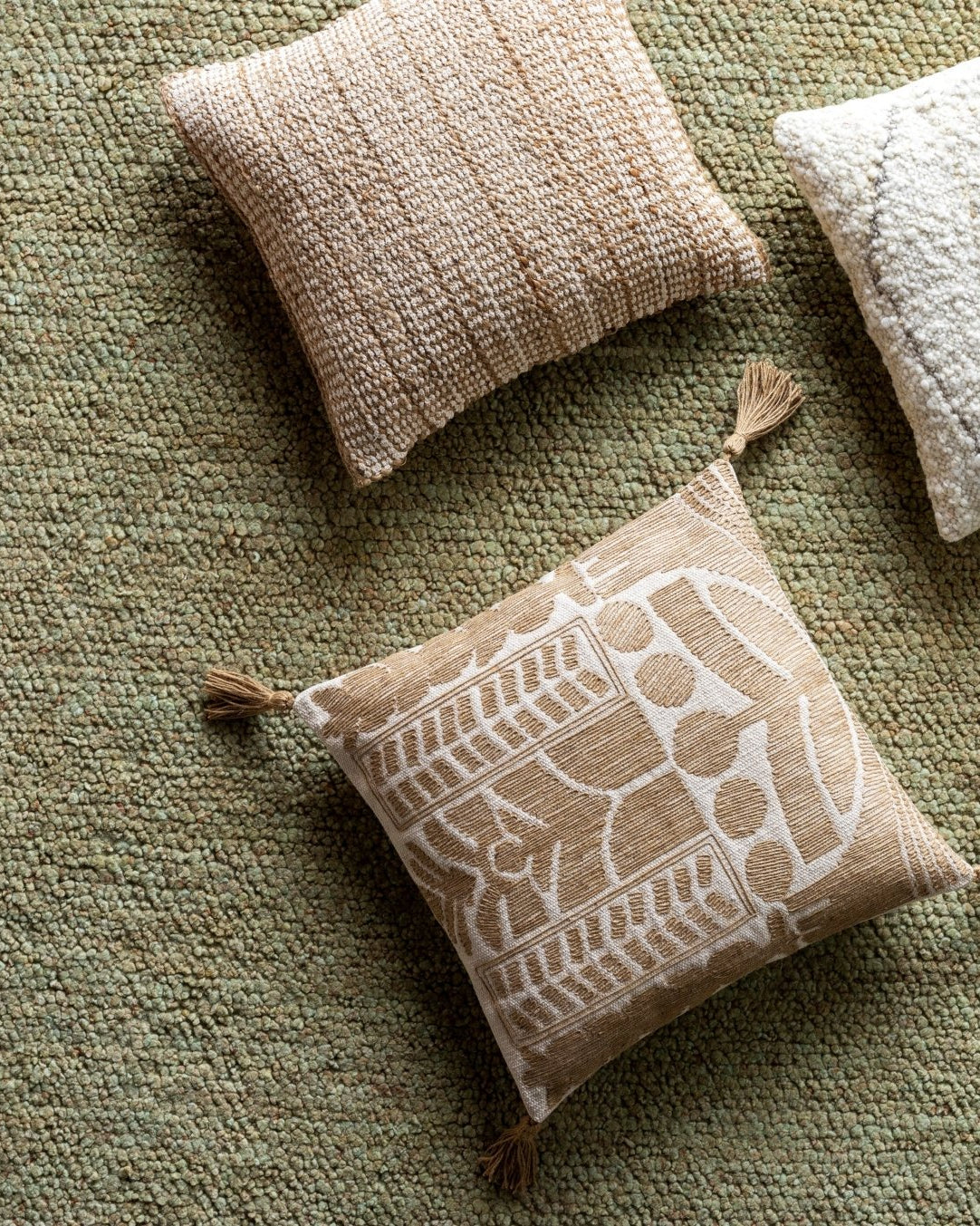 Brown Jute Embroidered Tassel Pillow - Marble Lotus - Get Brown Jute Embroidered Tassel Pillows | Marble Lotus