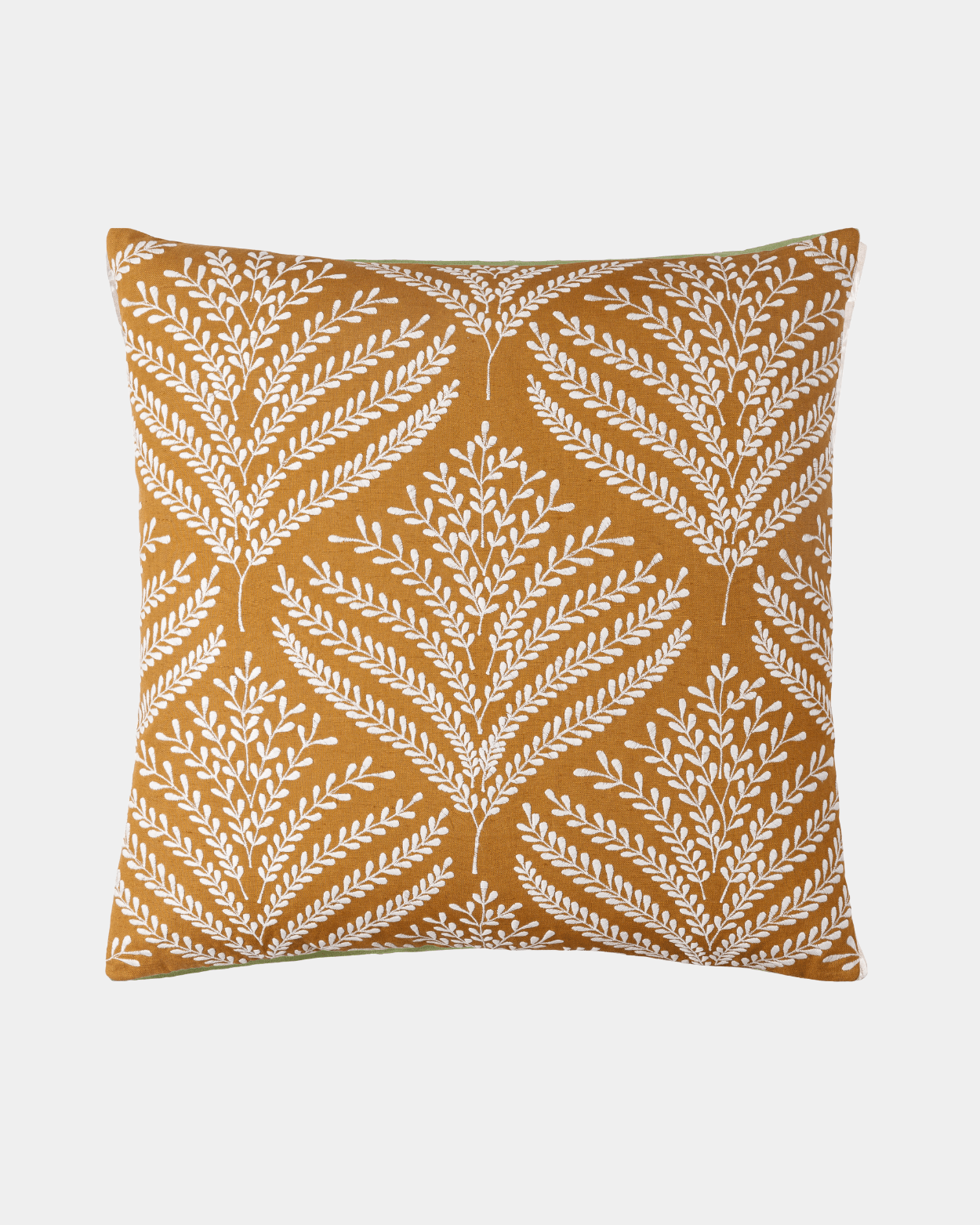 Camel Linen Embroidered Pillow - Marble Lotus - Camel Linen Embroidered Pillows