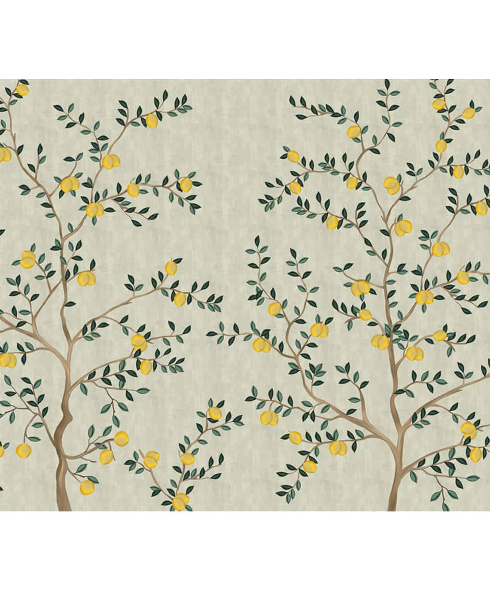 Chinoiserie Lemons, Customised Wallpaper for Walls - Marble Lotus - Chinoiserie Lemons, Customised Wallpaper for Walls
