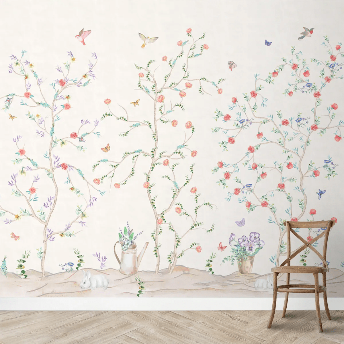 Chinoiserie Tranquility, Wallpaper in Light Background, Customised - Marble Lotus - Chinoiserie Tranquility, Wallpaper in Light Background, Customised