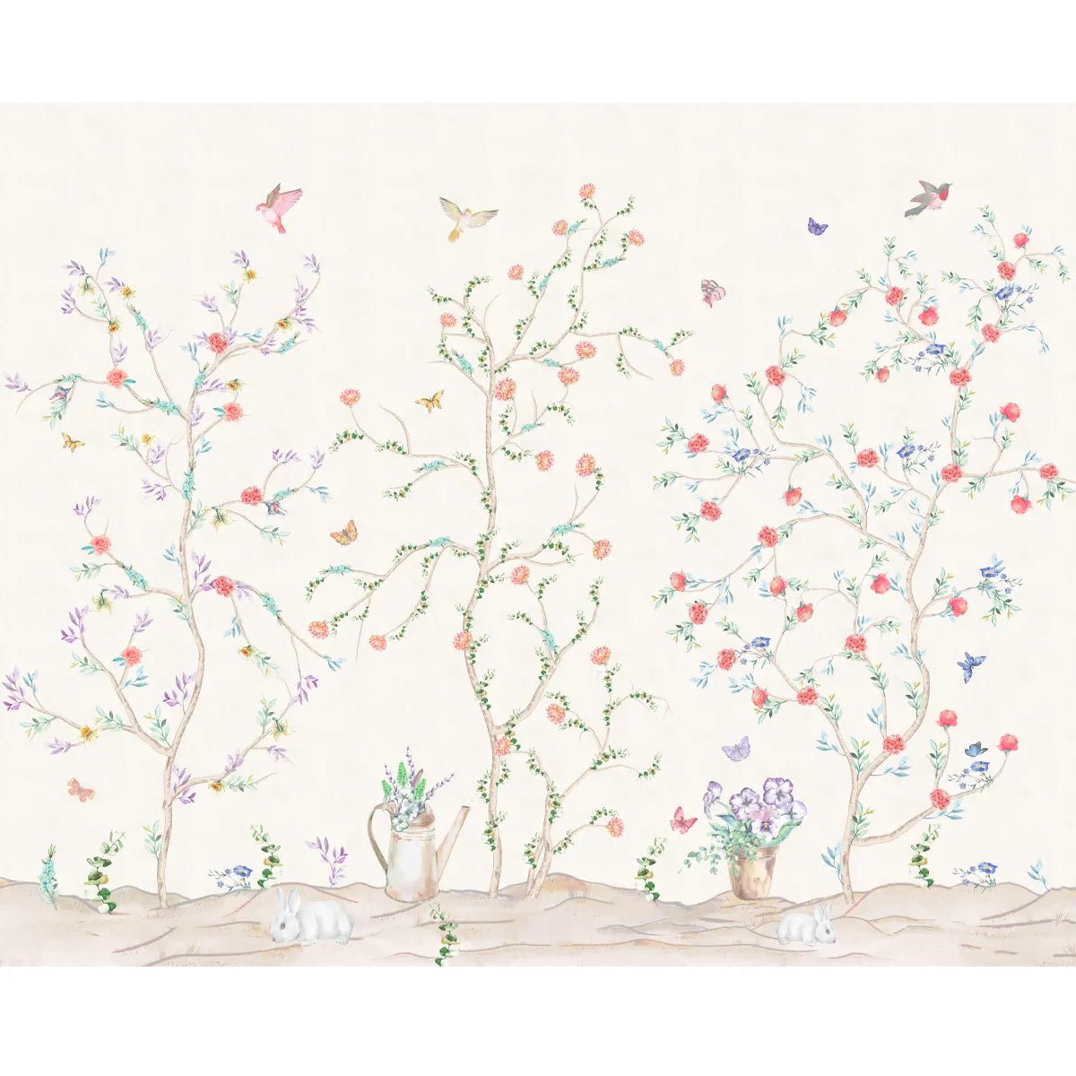 Chinoiserie Tranquility, Wallpaper in Light Background, Customised - Marble Lotus - Chinoiserie Tranquility, Wallpaper in Light Background, Customised