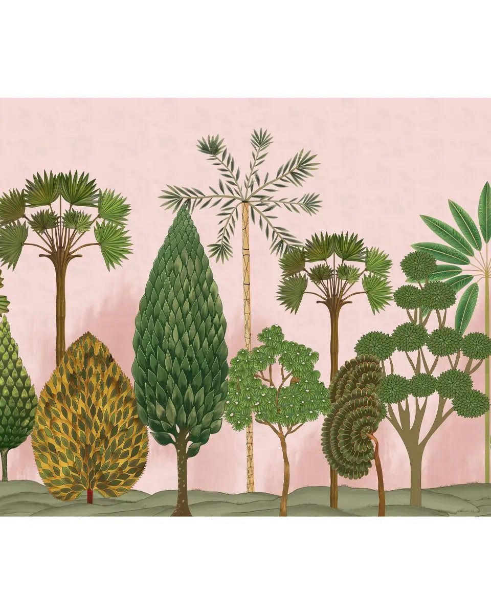 Chitran Pichwai Style Wallpaper Designed for walls Pink Color - Marble Lotus - Chitran Pichwai Style Wallpaper Designed for walls Pink Color