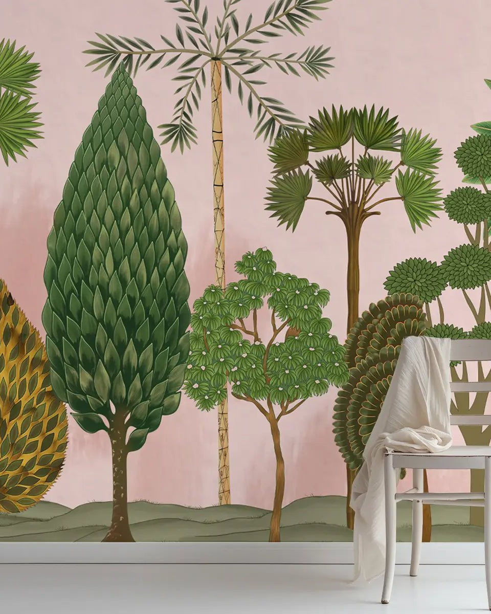 Chitran Pichwai Style Wallpaper Designed for walls Pink Color - Marble Lotus - Chitran Pichwai Style Wallpaper Designed for walls Pink Color