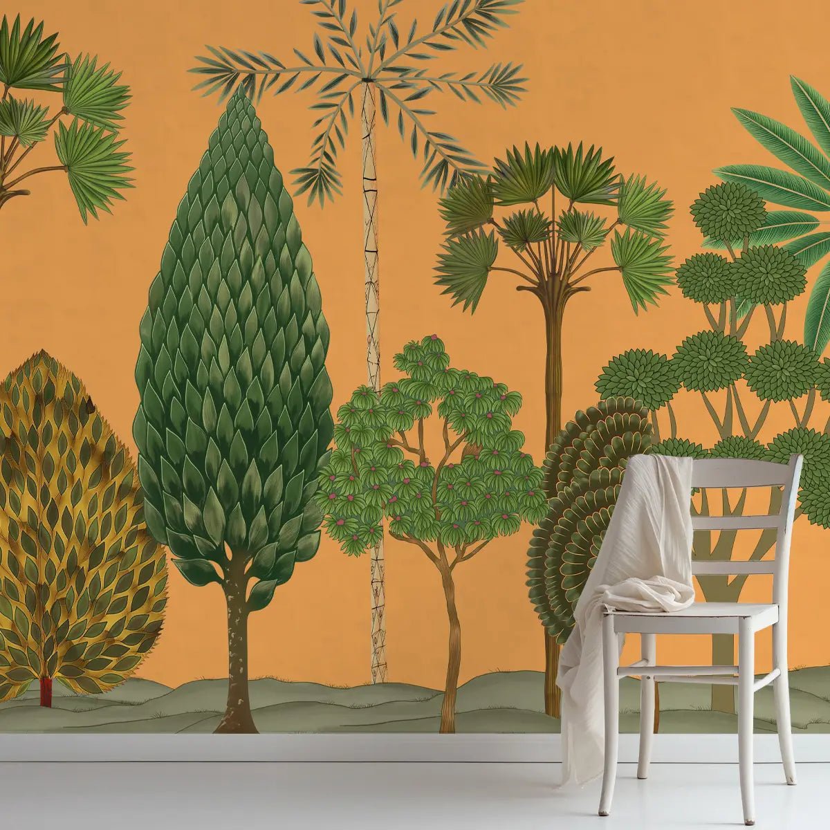 Chitran Pichwai Style Wallpaper Designed for walls Yellow Color - Marble Lotus - Chitran Pichwai Style Wallpaper Designed for walls Yellow Color