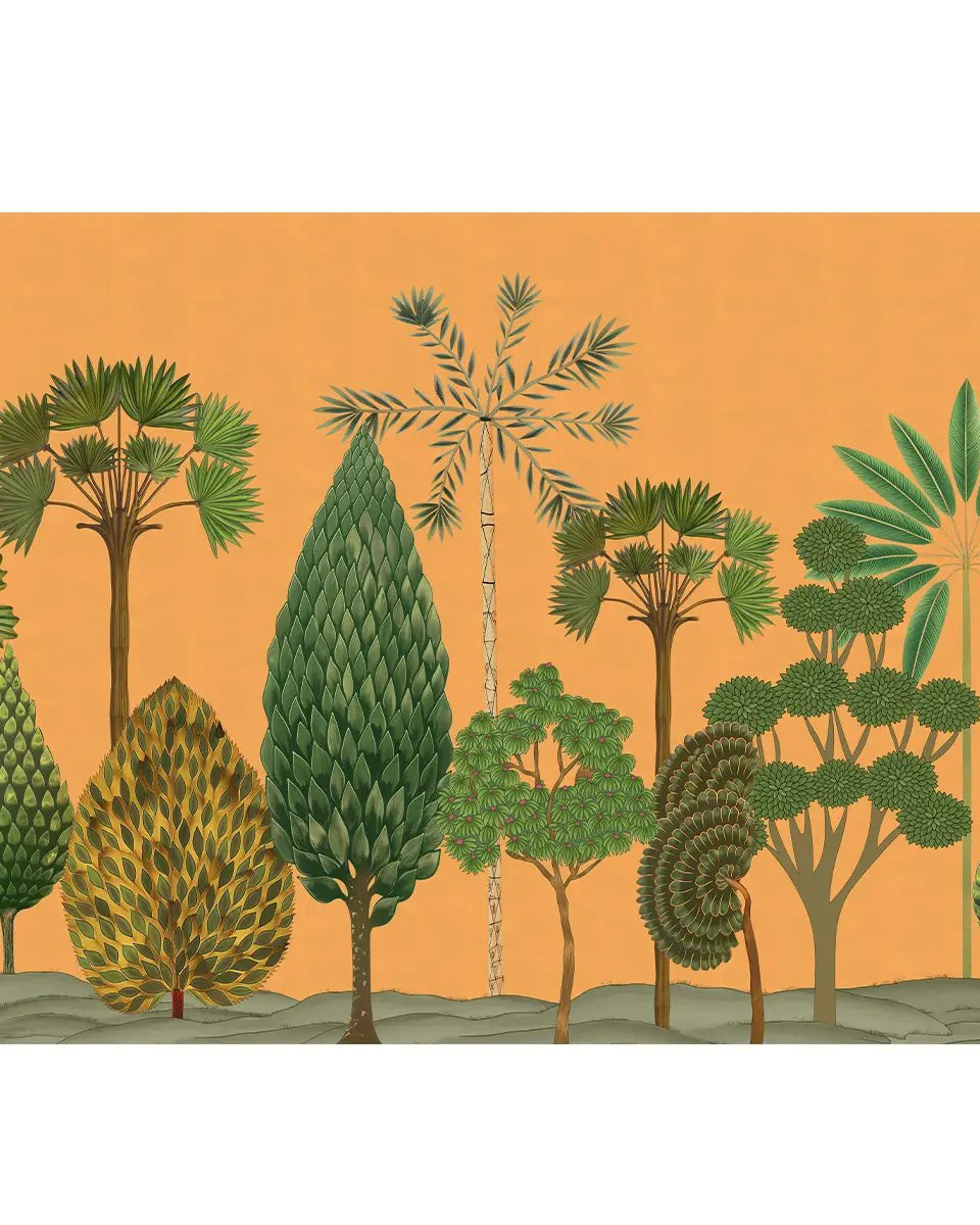 Chitran Pichwai Style Wallpaper Designed for walls Yellow Color - Marble Lotus - Chitran Pichwai Style Wallpaper Designed for walls Yellow Color