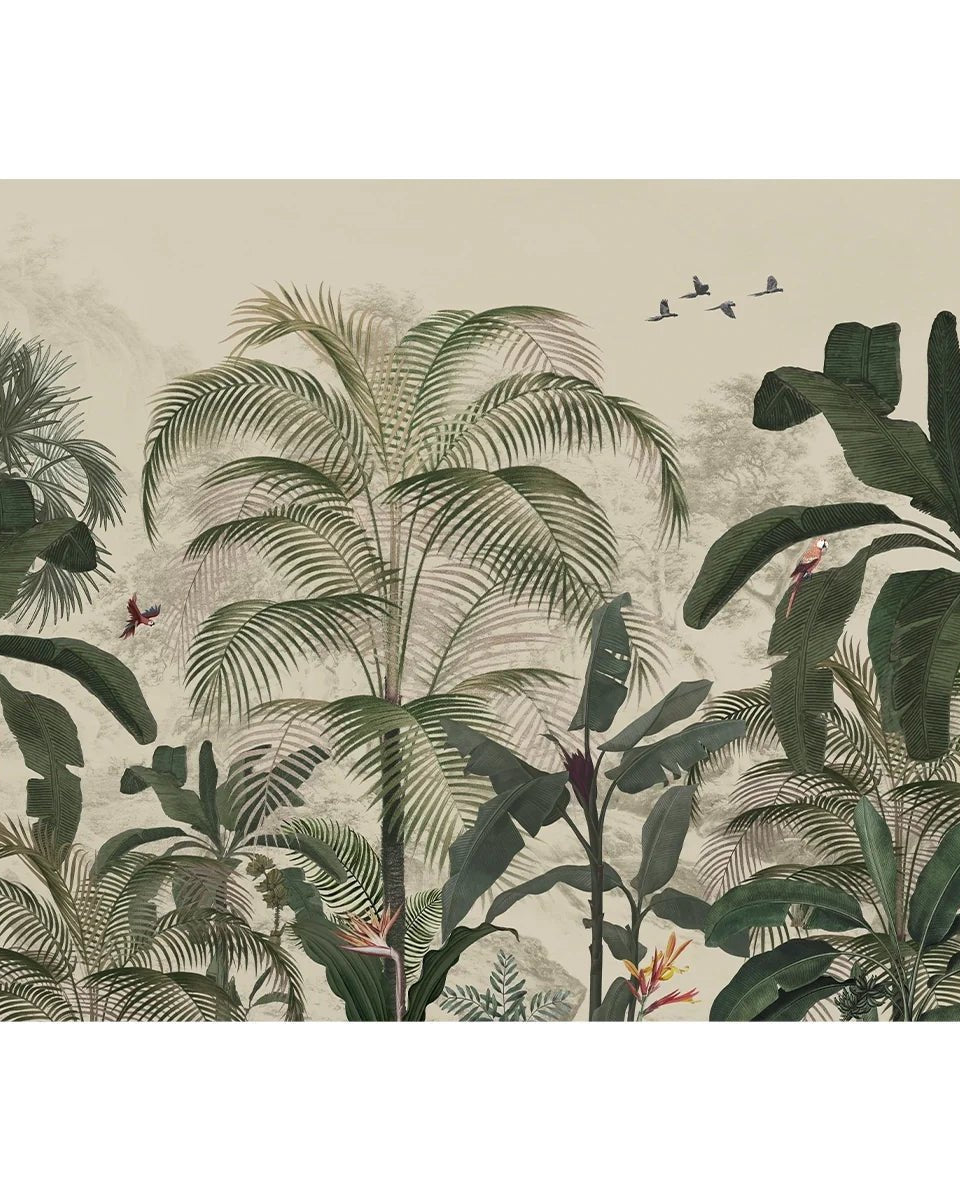 Coastal Life, Tropical Theme Wallpaper, Customised - Marble Lotus - Tropical Theme Wall Wallpaper