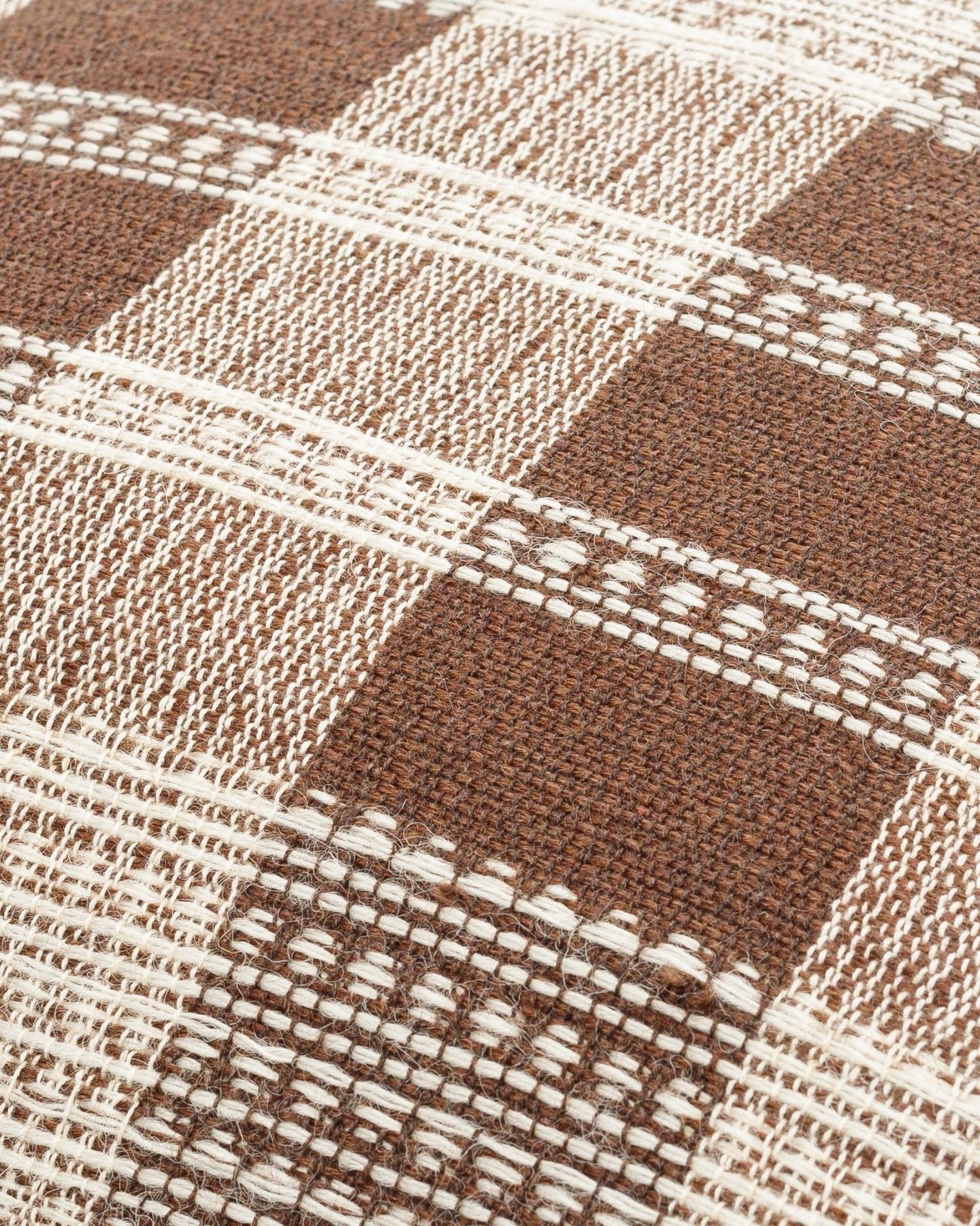 Cocoa Checkered Wool Blend Pillow - Marble Lotus - Get Cozy Wool Cocoa Checkered Cushion | Marble Lotus
