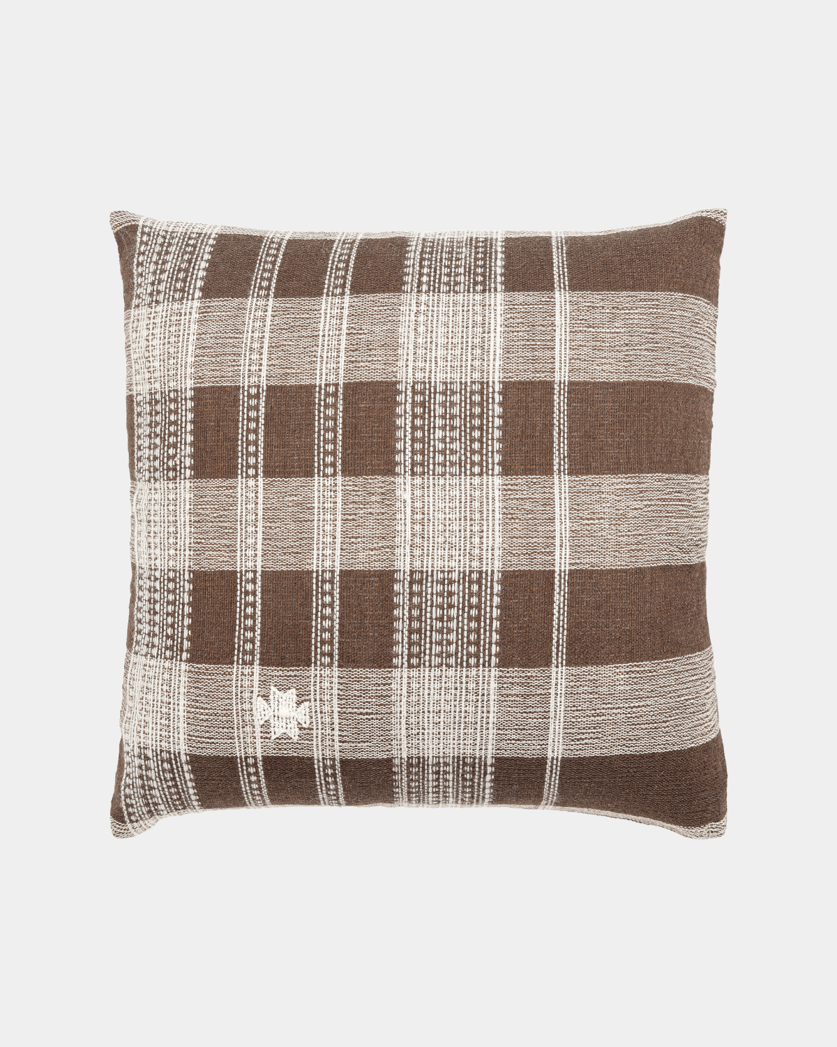 Cocoa Checkered Wool Blend Pillow - Marble Lotus - Get Cozy Wool Cocoa Checkered Cushion