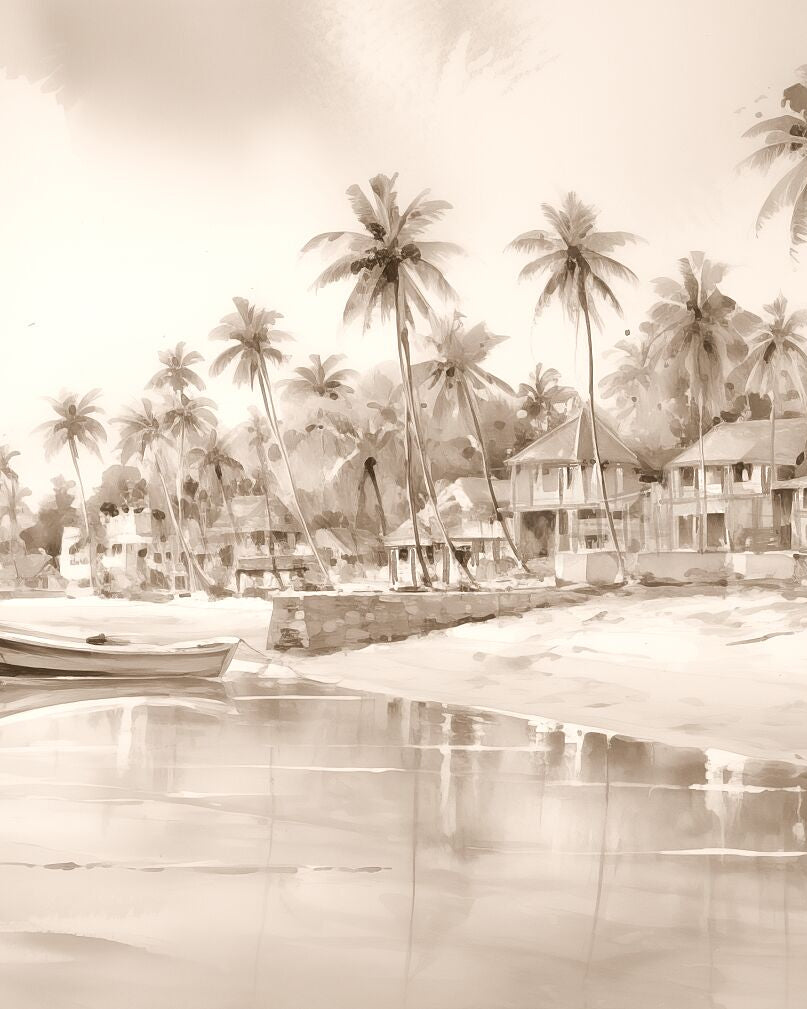 Cola Beach, Goa | Watercolor Fine Art Giclée Print - Marble Lotus - Goa Art Print