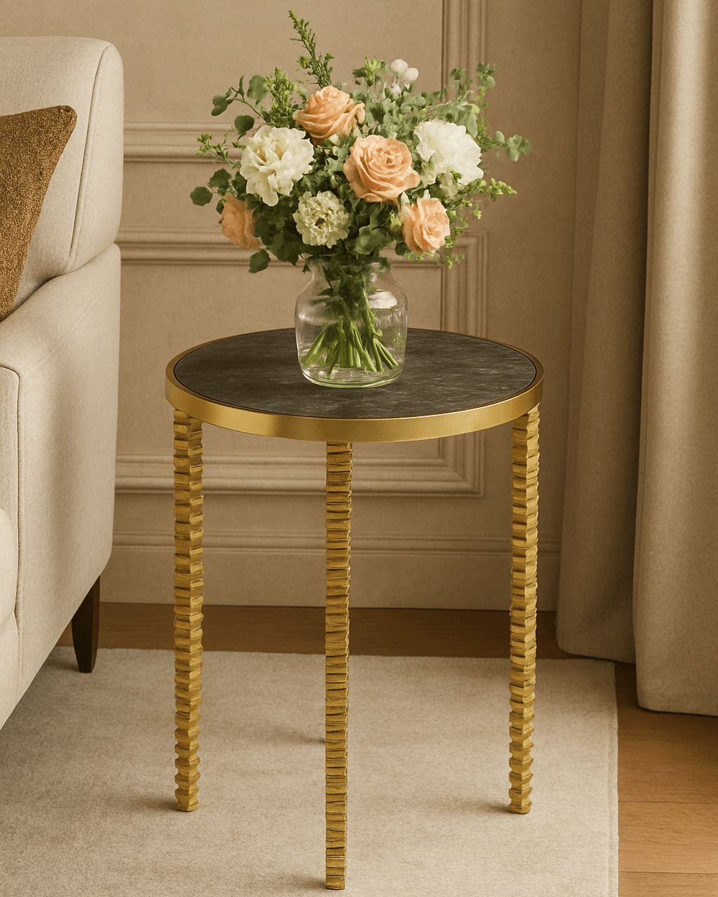 Corrado Cappuccino Marble Accent Table - Marble Lotus - Corrado Cappuccino Marble Accent Table