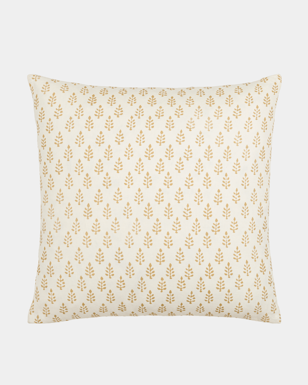 Cream Mustard Block Print Pillow - Marble Lotus - Cream Mustard Block Print Pillow